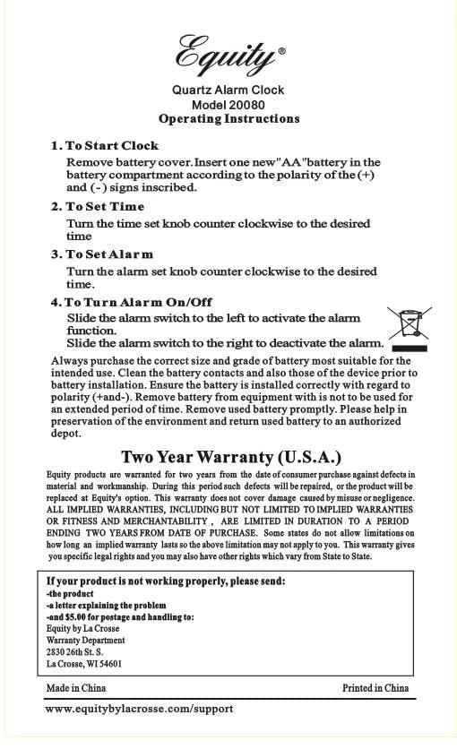 Equity by La Crosse Equity by La Crosse Quartz Analog Fold-Up Travel Alarm Clock, Pack of 1, Black