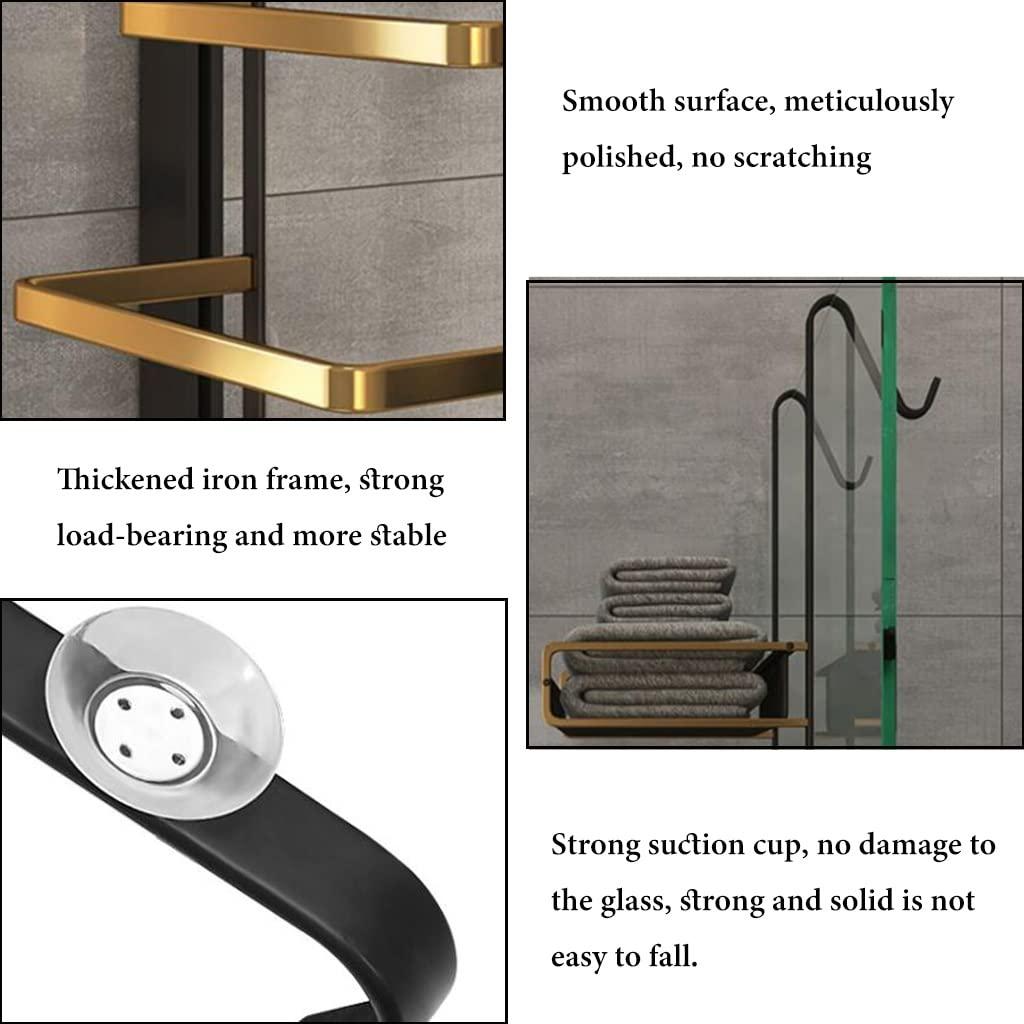 GIZNXBA Over The Door Shower Caddy With Towel Holder, Hanging Shower Organizer With 2 Hooks, Over Door Shower Caddy For Door, Shower Rack Organizer For Bathroom ( Color : /Silver T-type hook , Size : 50cm )