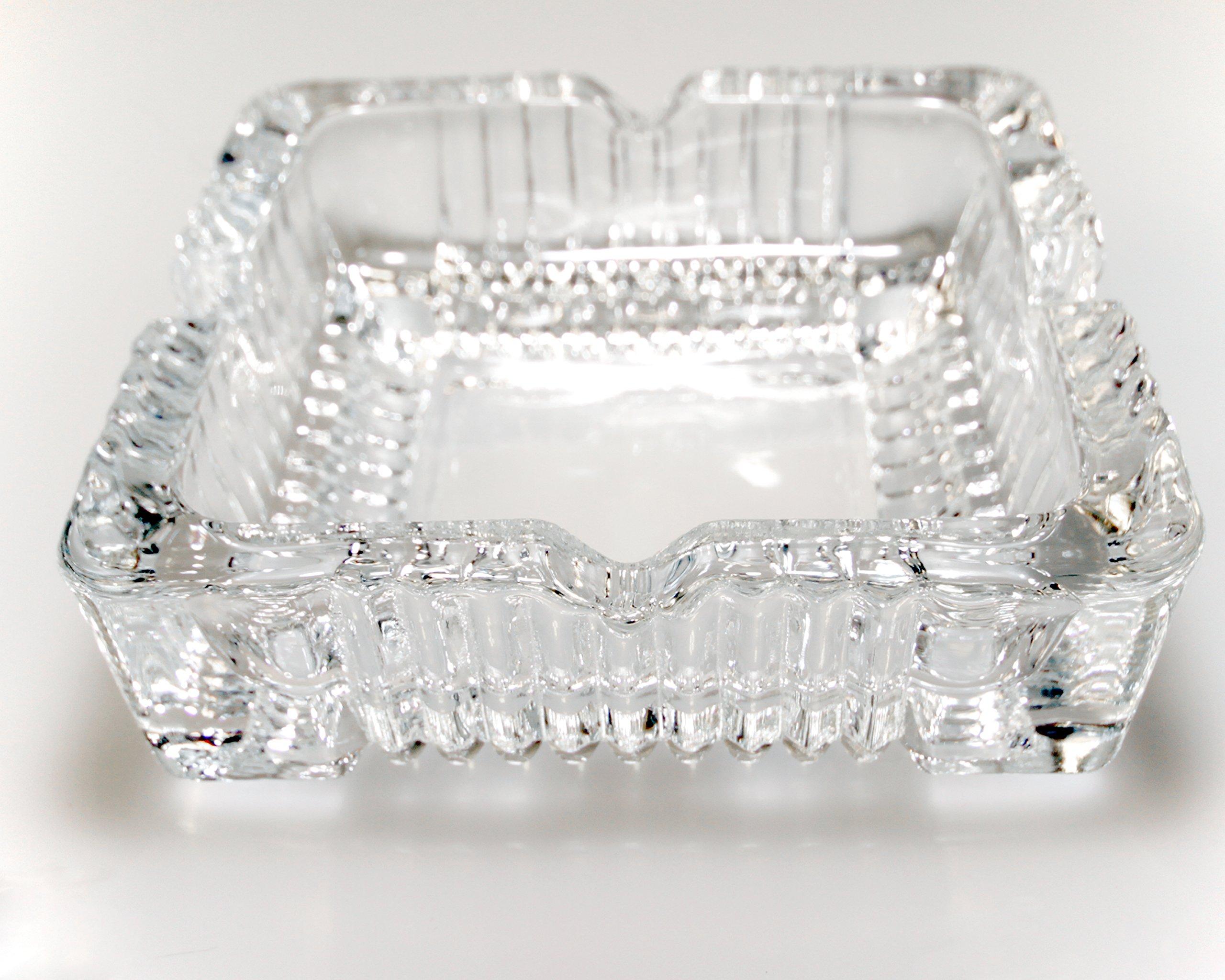 Knights Of Armur Crystal Heavy Glass Ashtray for Indoor and Outdoor Decorative (Square)