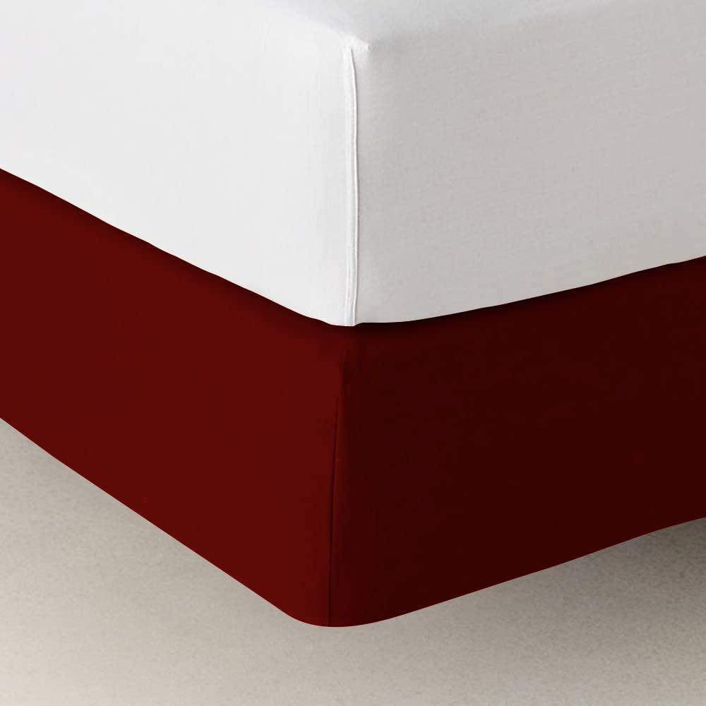 Yarns of Cotton Box Spring Cover Queen Size, Elastic Fabric Wrap Around 4 Sides Bed Skirt, Ultra Soft & Wrinkle Free, Sleek Alternative Replacing Bedskirts for Hotel/Home, Fits Box Springs up to 6\", Burgundy