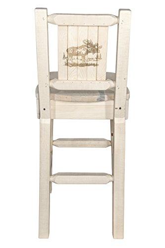 Montana Woodworks Montana Woodworks Homestead Collection Counter Height Barstool with Back, Laser Engraved Moose Design, Ready to Finish