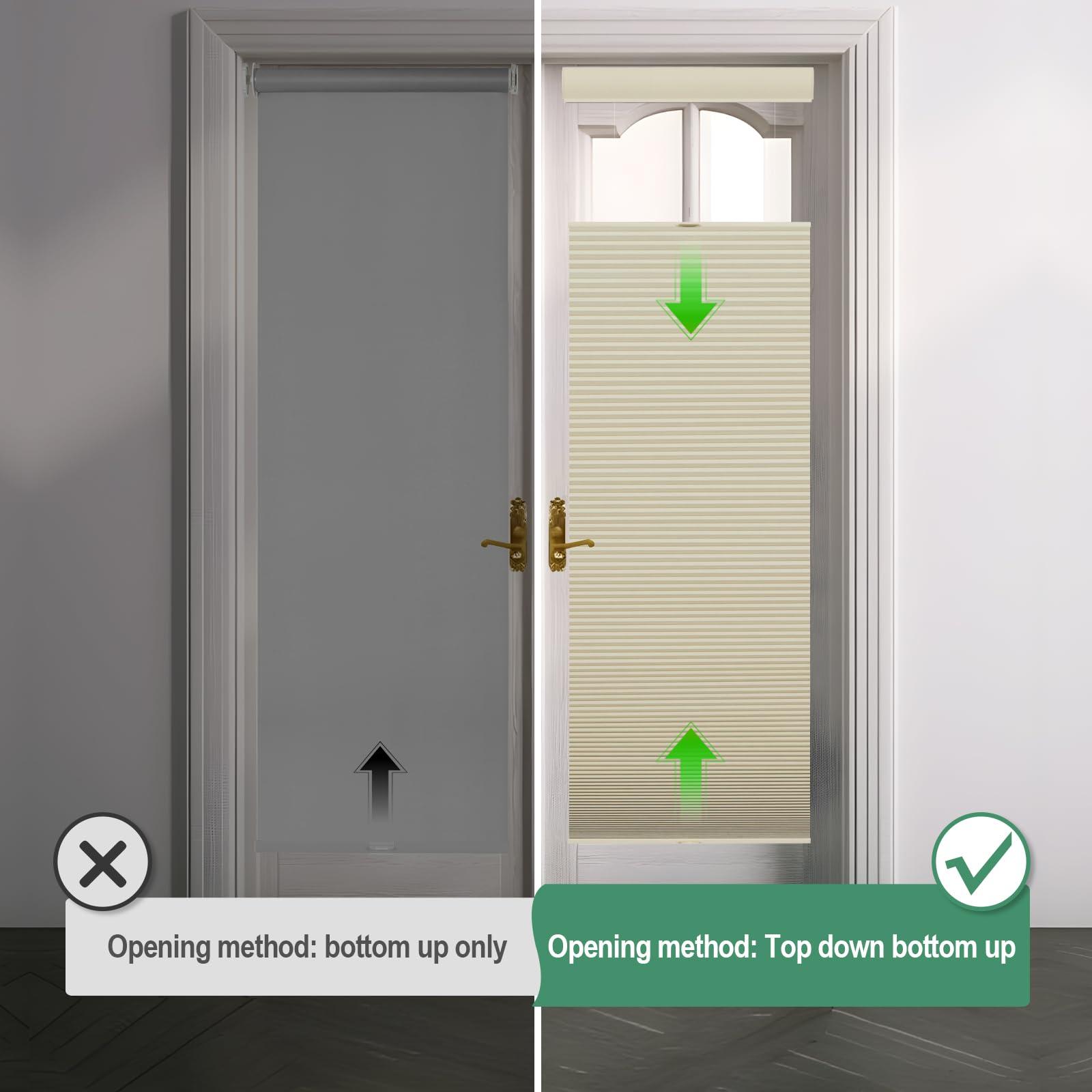 Tonature Tonature Blackout Door Blinds Top Down Bottom Up Cellular Shades for French Door 1" Honeycomb Fabric Thermal Insulated Energy Efficient for Indoor Windows, 27" W x 54" H, Beige