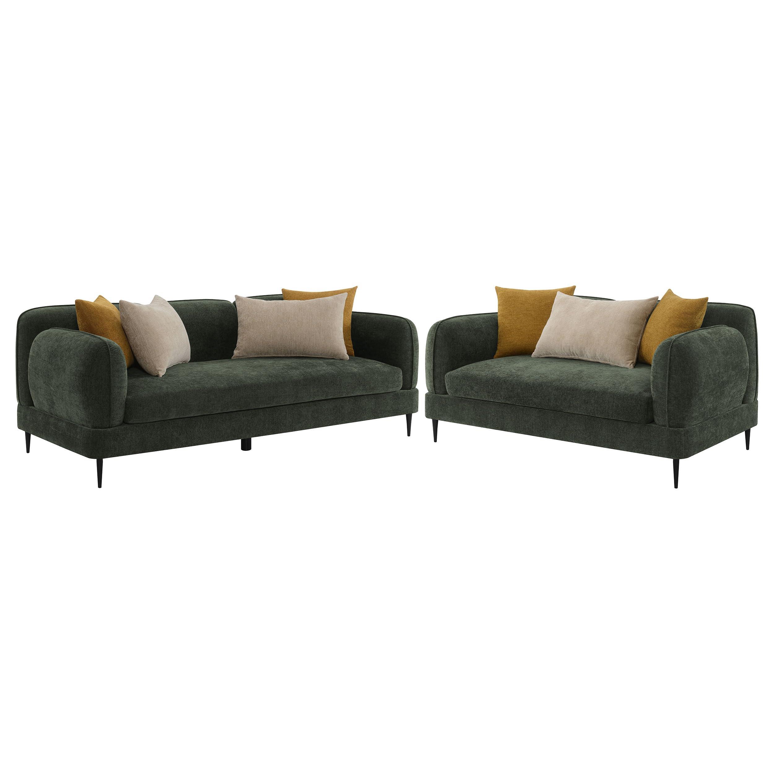 Coaster Home Furnishings Coaster Home Furnishings Jade 2-Piece Chenille Upholstered Sofa Set Green