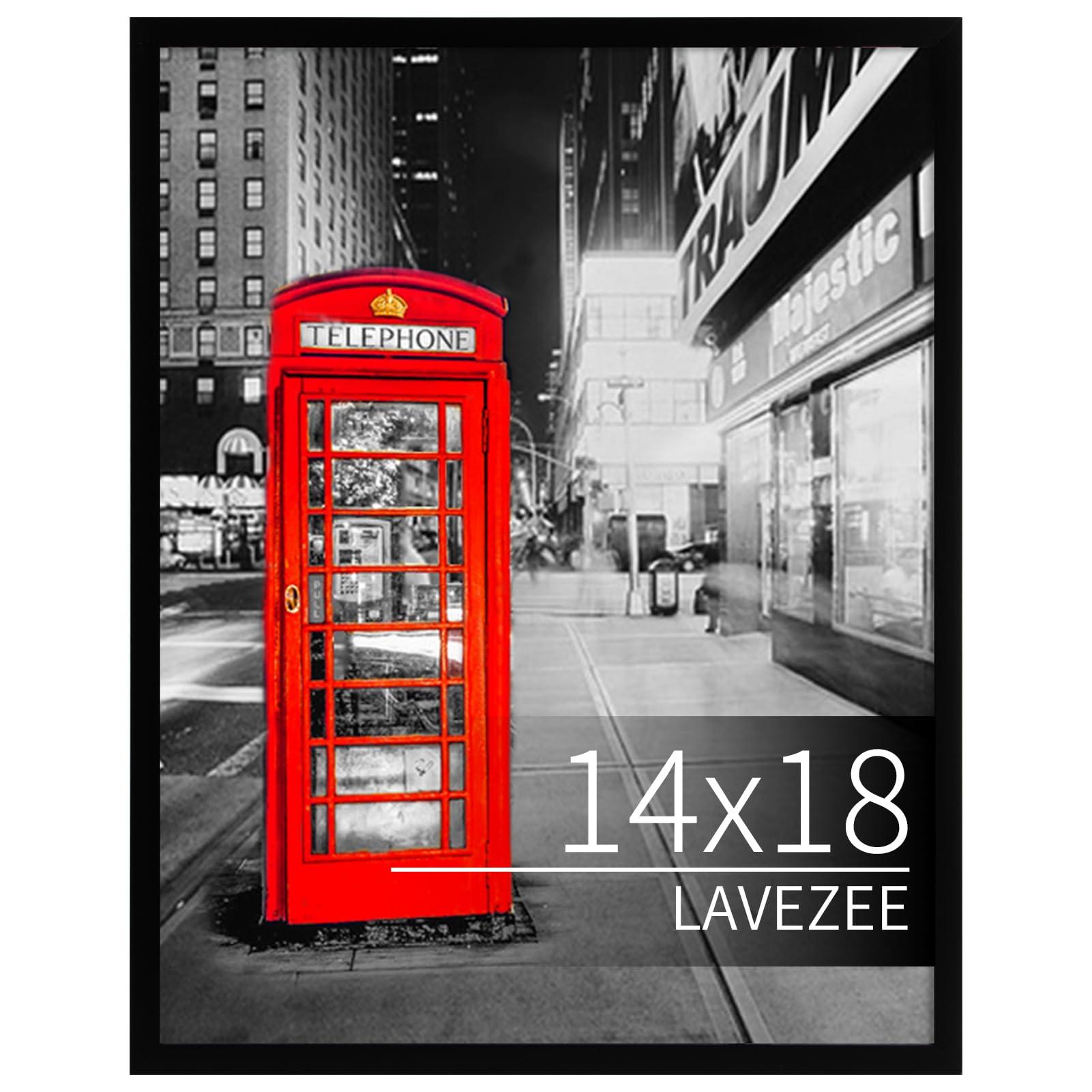 Lavezee Lavezee 14x18 Poster Frame Black Display 14 x 18 Inch Photo Picture Frame for Gallery Wall, 1 Pack