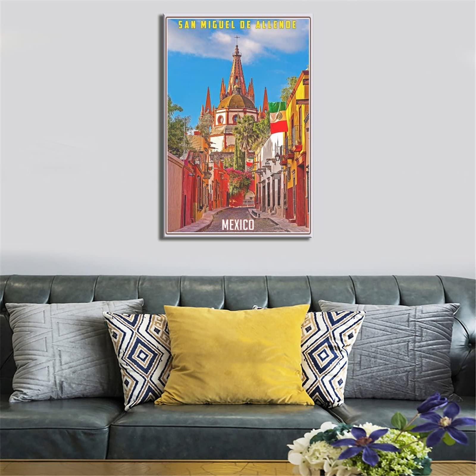 QRTY QRTY Mexico San Miguel De Allende Vintage Travel Poster Canvas Art Wall Decor Poster Picture Print Painting Posters Gift 12x18inchs(30x45cm)