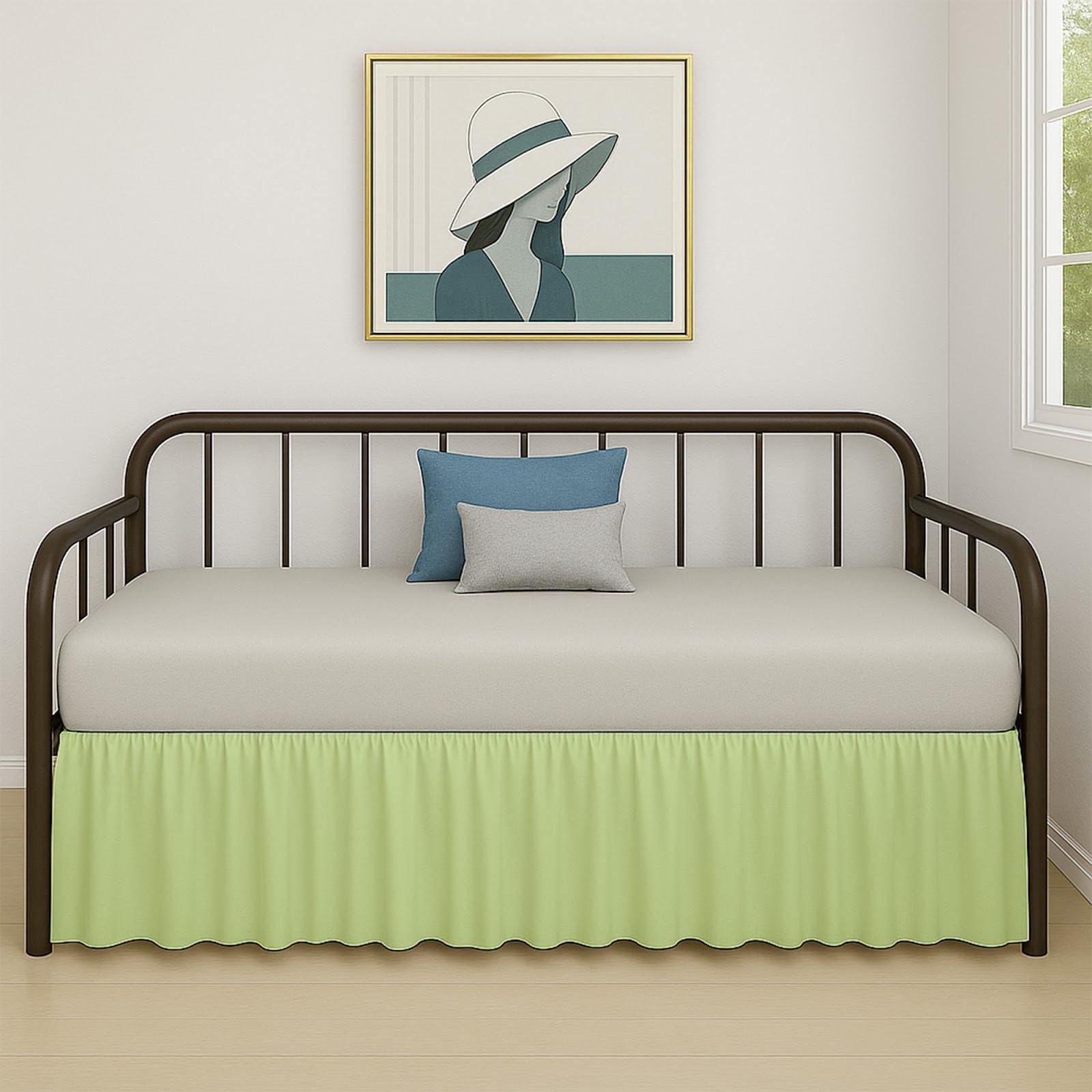 Cottington Lane Daybed Skirt with Split Corners Twin - Daybed Dust Ruffle Split Corners 18 inch Drop - Bed Skirts for Day beds - Microfiber Bed Sofa Daybed Skirt for Living Room Guest Room - Sage Daybed Skirt