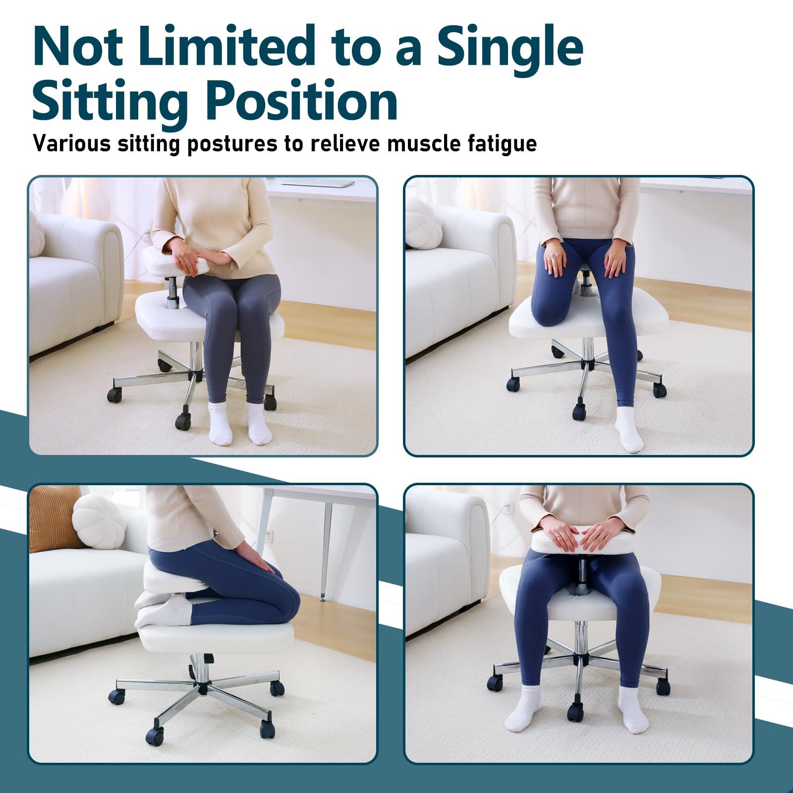 LHOOCX LHOOCX Meditation Chair Ergonomic Cross Legged Chair ADHD Chair with Wheels,Kneeling Chair for Office and Home,Yoga Chair ADHD Chairs for Adults(White)