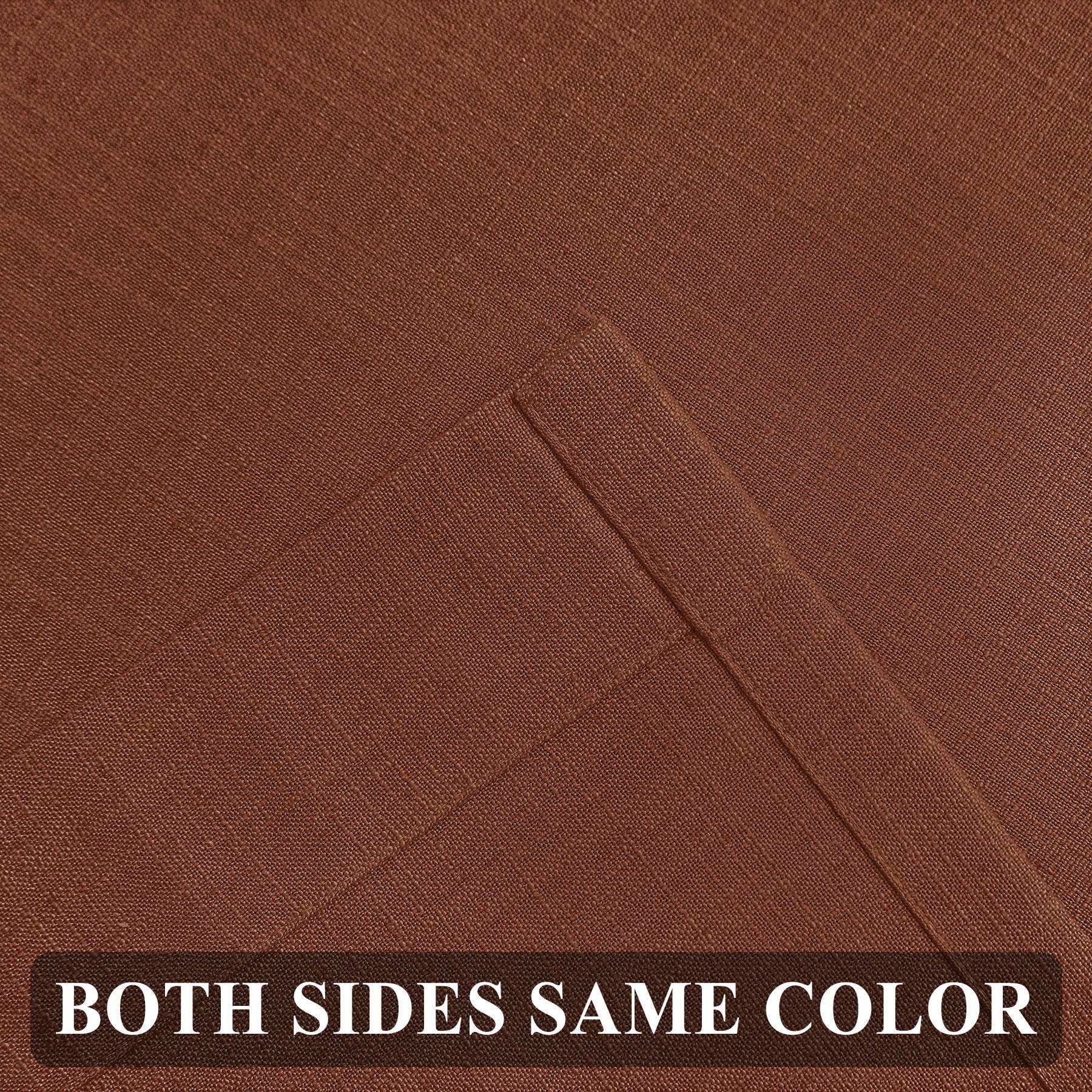 Fcosie Fcosie Extra Long Linen Curtains for High Ceiling 9, 10, 12, 14, 15, 16, 17, 18, 20, 24 ft Long Room Darkening Grommet Drapes Custom Made Length for Loft (1 Panel), 100" W x 132" L, FireBrick