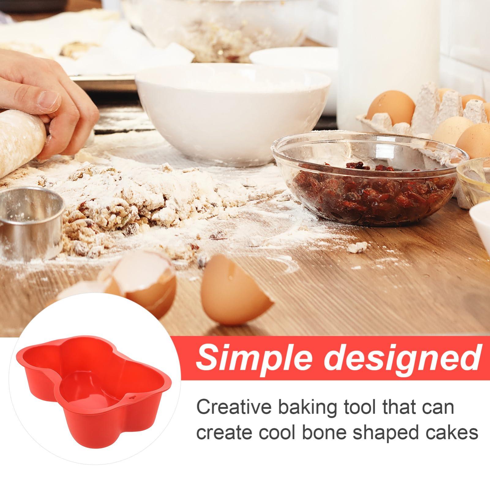 Hemoton Hemoton 1pc Dog Cake Mold Dog Bone Shaped Silicone Cake Pan for DIY Baking Tool Birthday PartyRed