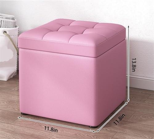 SHGCLKD SHGCLKD Foot Stool, Cube Storage Stool, Bedroom Foot Stool with Storage Function, Leather Storage Stool with High Elastic Cushion(White)