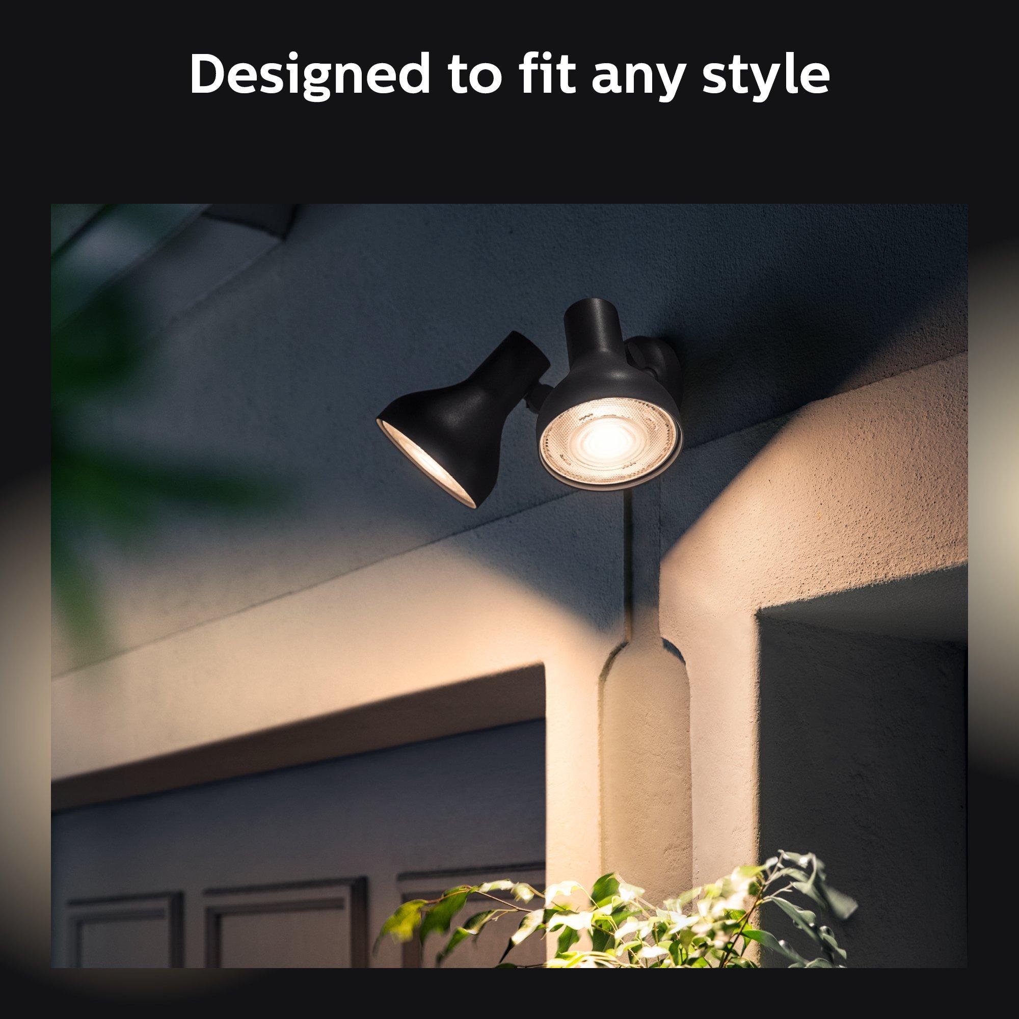 PHILIPS Philips Hue White Outdoor PAR38 13W Smart Bulbs Hub Required, 2 White PAR38 LED Smart Bulbs, Works with Alexa, Apple HomeKit and Google