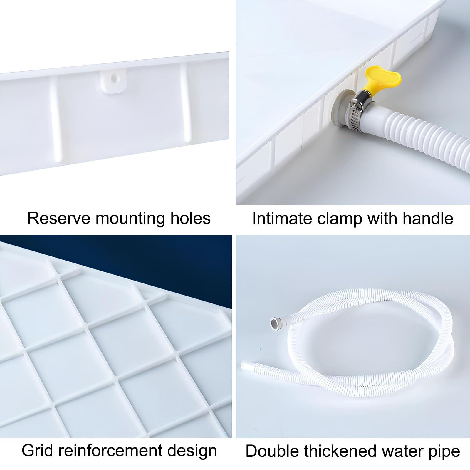 ZCSL ZCSL Condensate Drain Pan Plastic Drip Tray, AC Drip Pan with Drain, Universal Window Air Conditioner Drain Kit, for Indoor/Outdoor Split Air Conditioner Heat Pump Systems(1-2p,Hose 300cm)