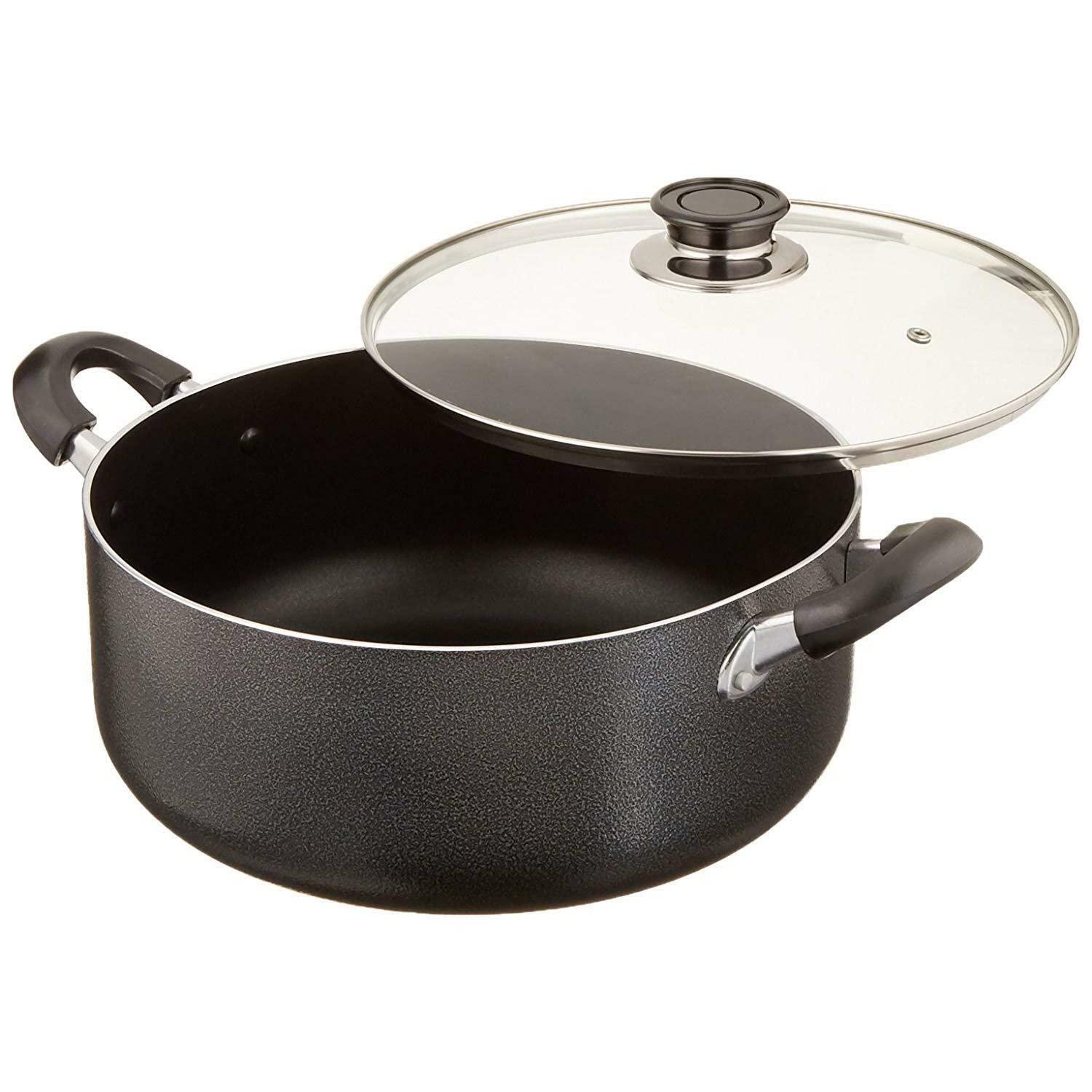 Generic Thaweesuk Shop New 16 Quart Non Stick Aluminum Sauce Pot with Vented Glass Lid Dark Gray 13.4\" Diameter x 6.7\"H of Set