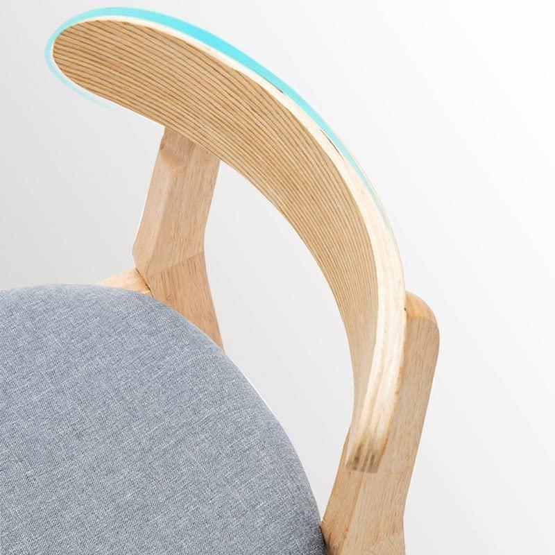KWOKING KWOKING Scandinavian Wood Upholstered Counter Stools Bar Stools with Footrest Bar Stool Natural Solid Wood High Stool Shop Front Desk Bar Stool Nordic Low Back Bar Chair Coffee 4 Pieces Set