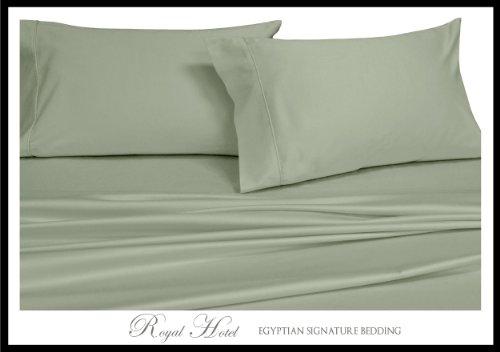 Royal Hotel Bedding Royal Hotel Bedding Split-King: Adjustable King Bed Sheets 5PC Solid Sage 100% Combed Cotton 550-Thread-Count, Deep Pocket