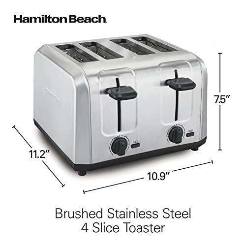 Hamilton Beach Hamilton Beach 4 Slice Toaster with Extra Wide Slots for Bagels, Shade Selector, Toast Boost, Slide-Out Crumb Tray, Auto-Shutoff and Cancel Button, Brushed Stainless Steel (24910)