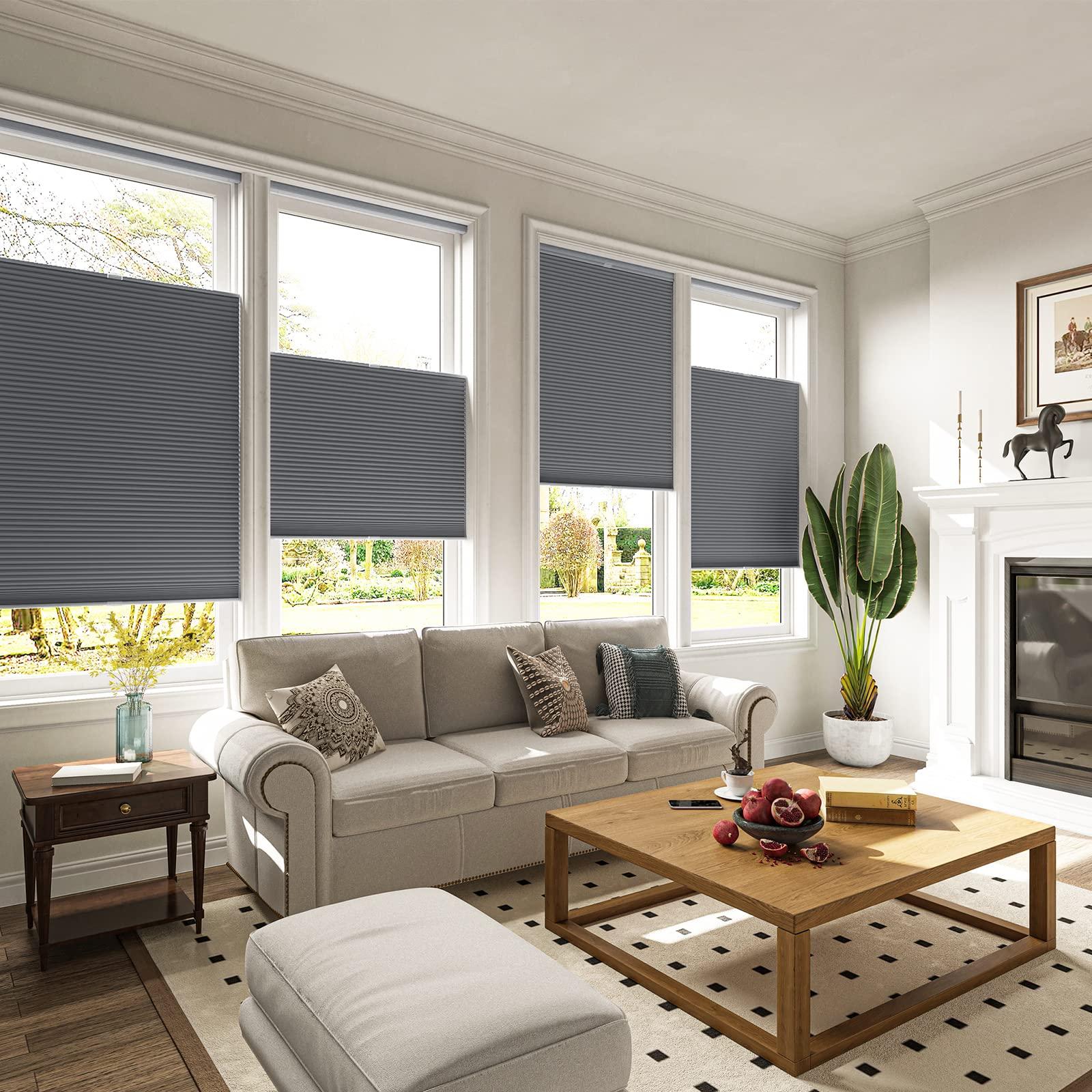 Keego Keego Top Down Bottom Up Window Blinds Cordless Blackout Blinds for Windows-Custom Cut to Size Noise Cancelling Window Blinds & Shades for Home Kitchen Bedroom Office (Navy, 24" W x 56" H)