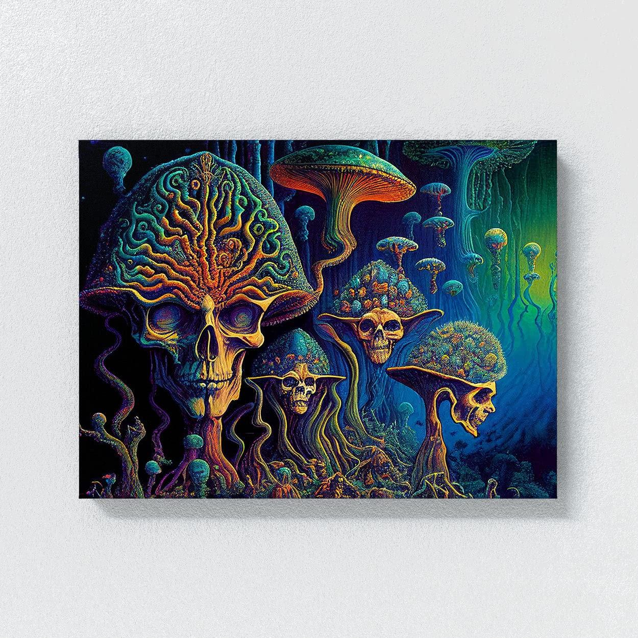 Sense Canvas Sense Canvas Dmt Trippy Psychedelic Mushroms 72 Canvas Art - Home Decor Wall Art Print Poster Painting Large 40x30 / 0.75\"
