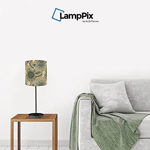 LampPix LampPix 10 Inch Table Lamp Shade - Bohemian Elephants Beige Canvas Desk Lampshade. Includes Decorative Chrome 15 Inch Stand