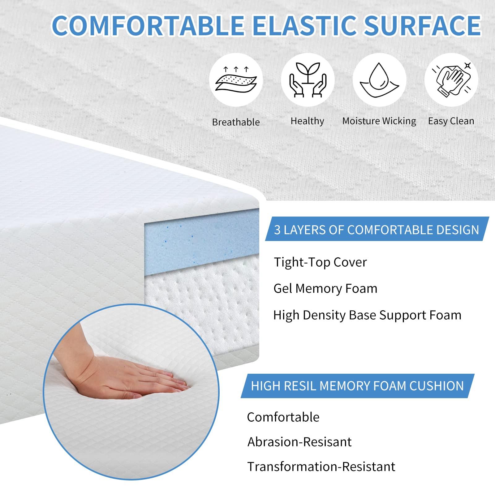 CL.HPAHKL CL.HPAHKL 5 inch Gel Memory Foam Mattress Comfort Full Mattress Medium Firm Mattresses Bed-in-a-Box CertiPUR-US Certified for Cool Sleep & Pressure Relief, White