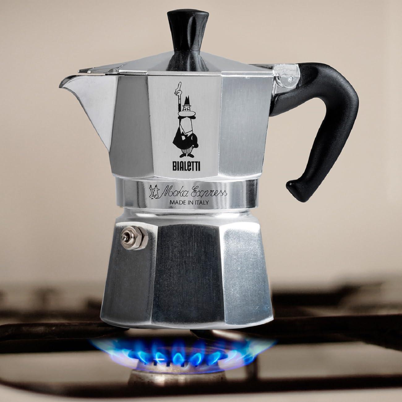 Bialetti Bialetti - Moka Espress: Iconic Stovetop Espresso Maker, Makes Real Italian Coffee, Moka Pot 6 Cups (6 Oz), Aluminium, Silver