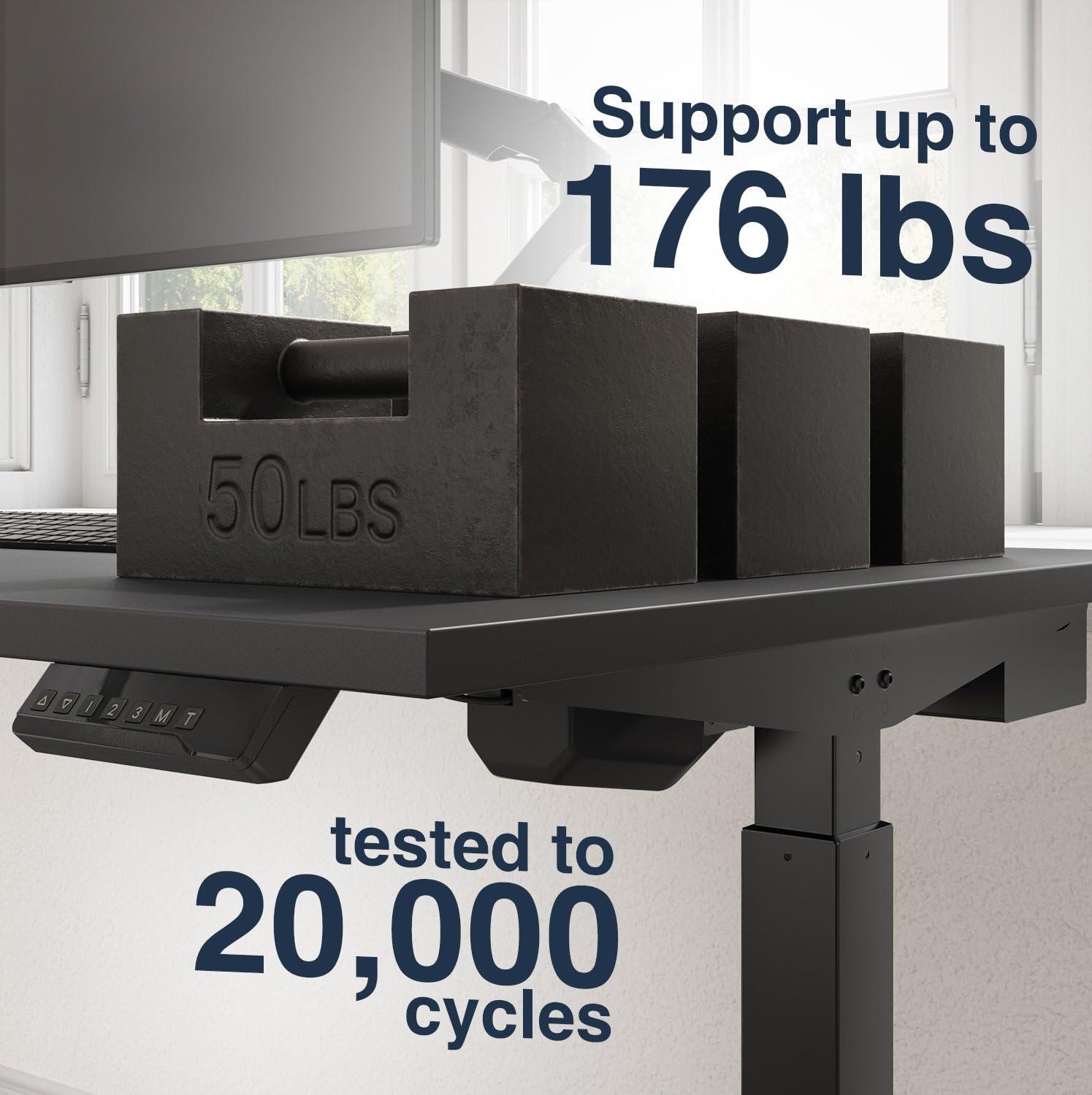 Desky Desky Single Sit Stand Desk - Adjustable Standing Desk - Ergonomic Sit & Stand Up Desk - 47x29.5 Electric Standing Desk - Adjustable Height Table - Sit to Stand Desk - Height Adjustable Desk, White