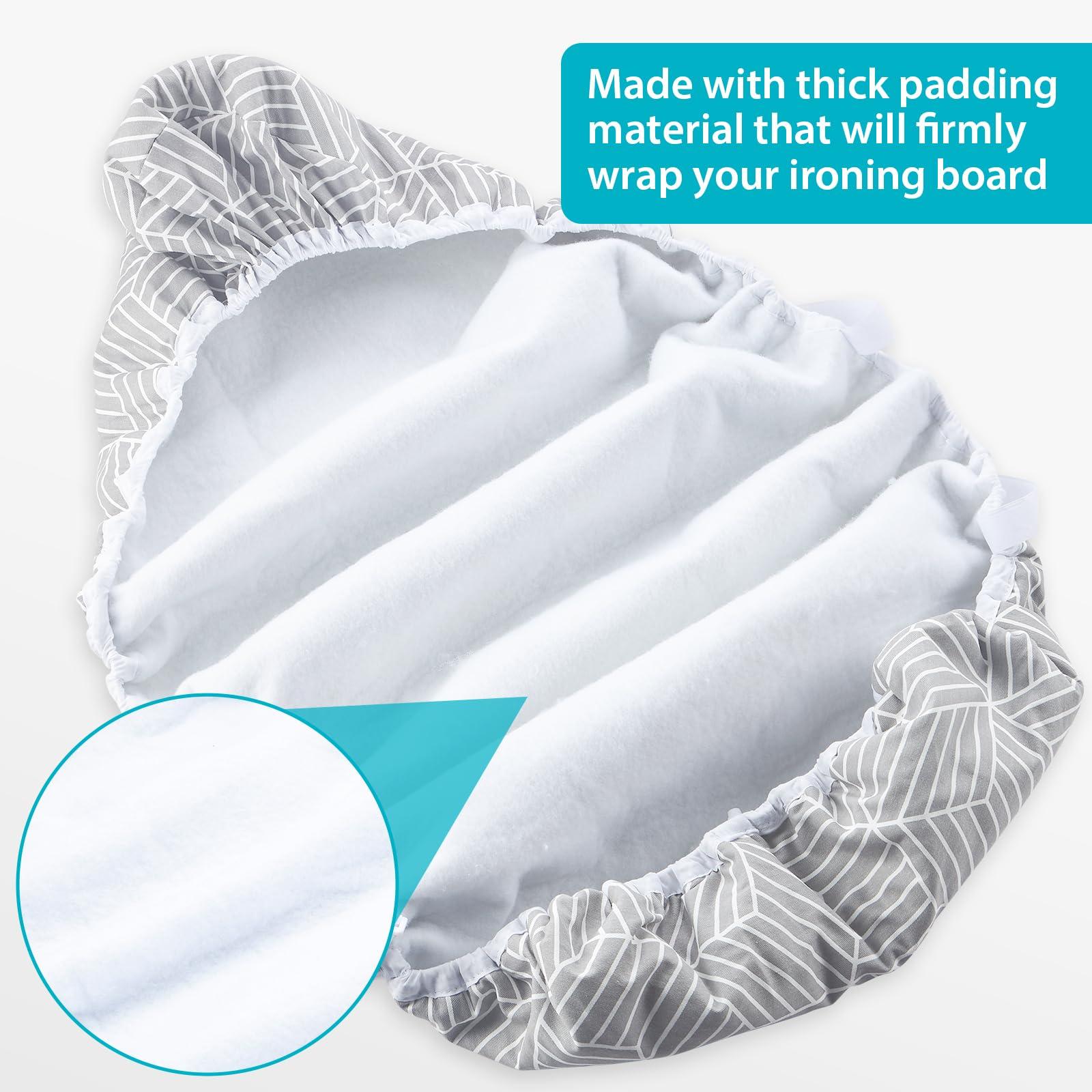 Seiritex Seiritex Wide Ironing Board Cover with Padding 18 x 49 inch Heat Reflective with Hook and Loop Fasteners, Thick Padding with Elasticized Edges, 3 Layers Iron Board Cover (Gray Cube)