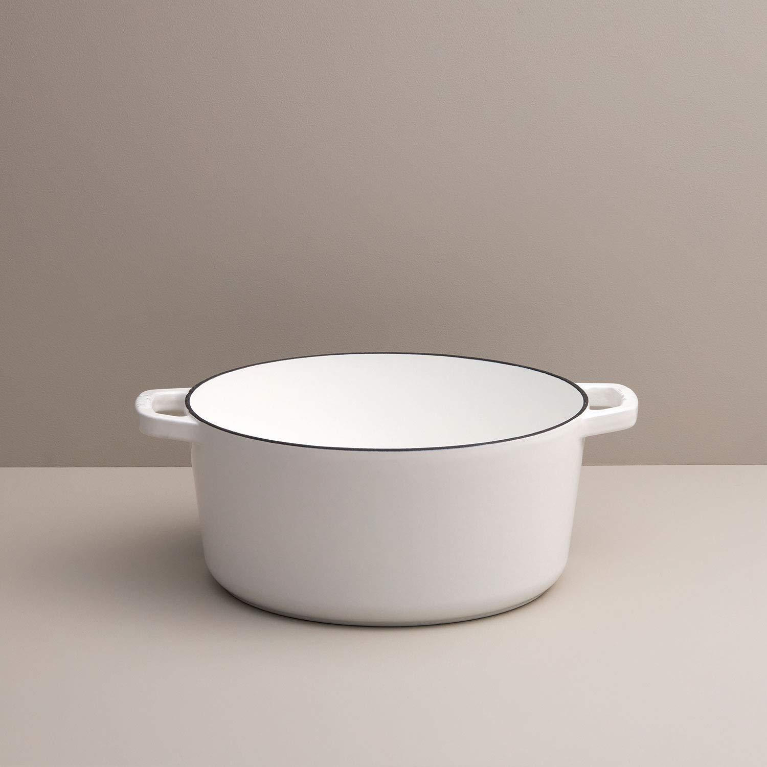 Kana Lifestyle Milo by Kana 5.5-quart Enameled Cast Iron Dutch Oven with Lid | Premium Casserole Cooking Pot | Enamel Coating Inside and Out | Oven Safe and Dishwasher Friendly (White with Gold Knob)