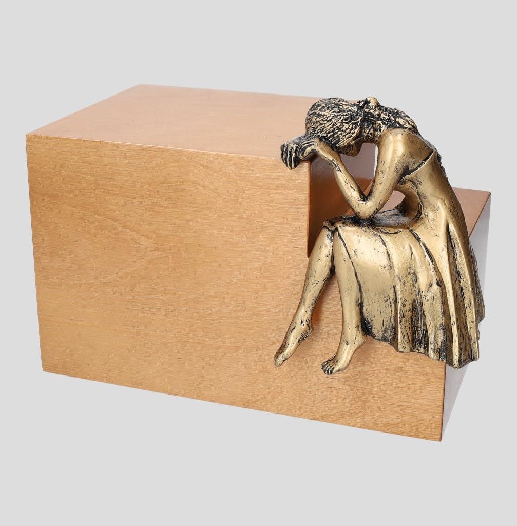 Gregspol Ltd Unique Artistic Cremation Urn for Ashes Adult Funeral Urn/Casket Nostalgia Sculpture Funeral urn Angel (Bronze Plated/Light Brown)