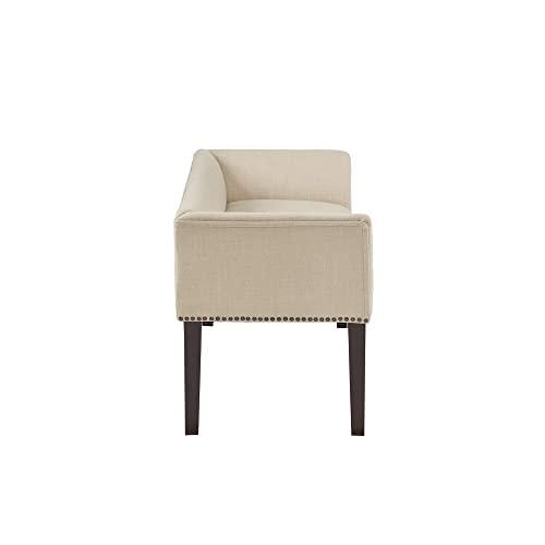 Madison Park Madison Park Welburn Bedroom Solid Wood Polyester Fabric Seating Modern Style, 49.5\"W x 19.25\"D x 23\"H, Cream