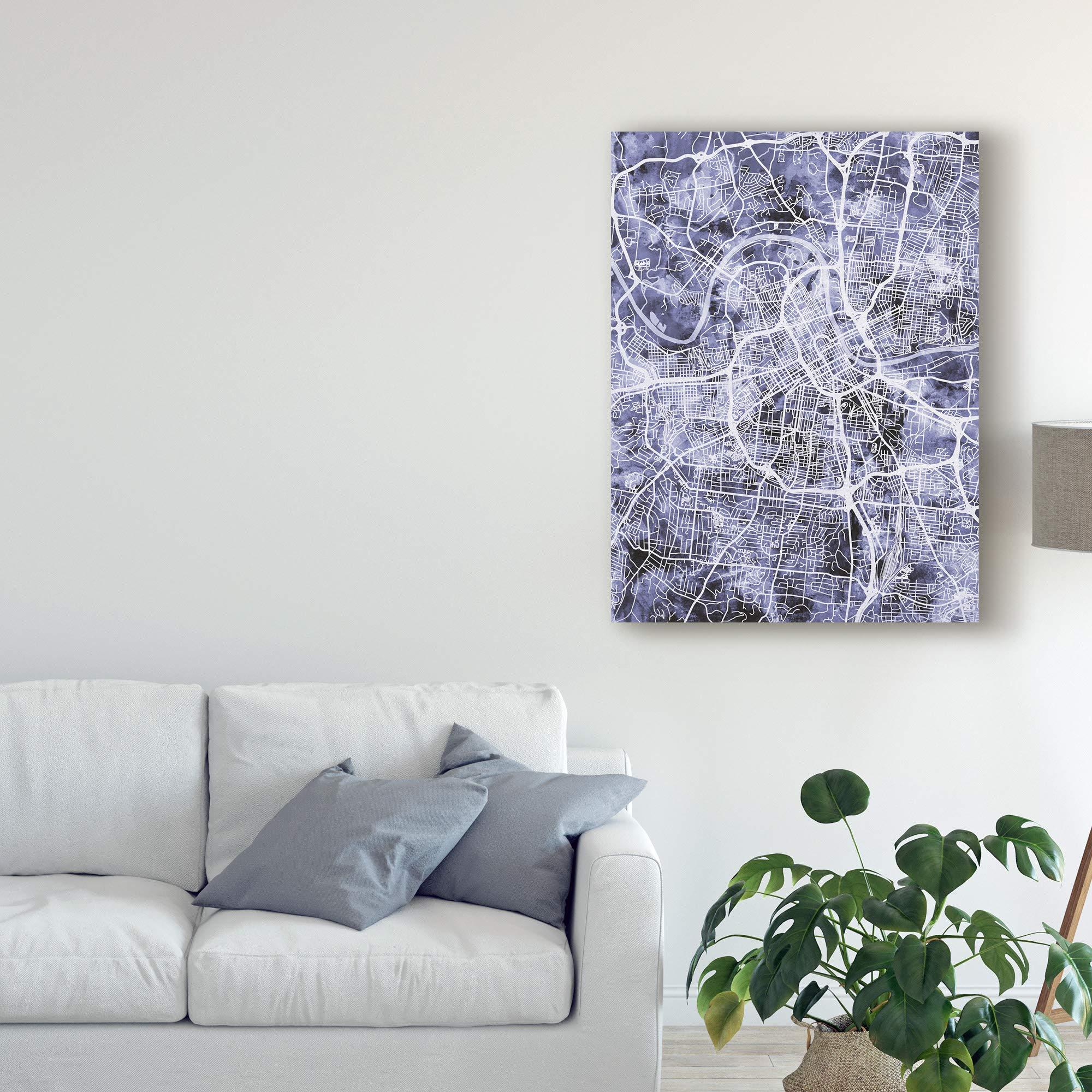 Trademark Fine Art Trademark Fine Art Nashville Tennessee City Map Blue by Michael Tompsett, 35x47