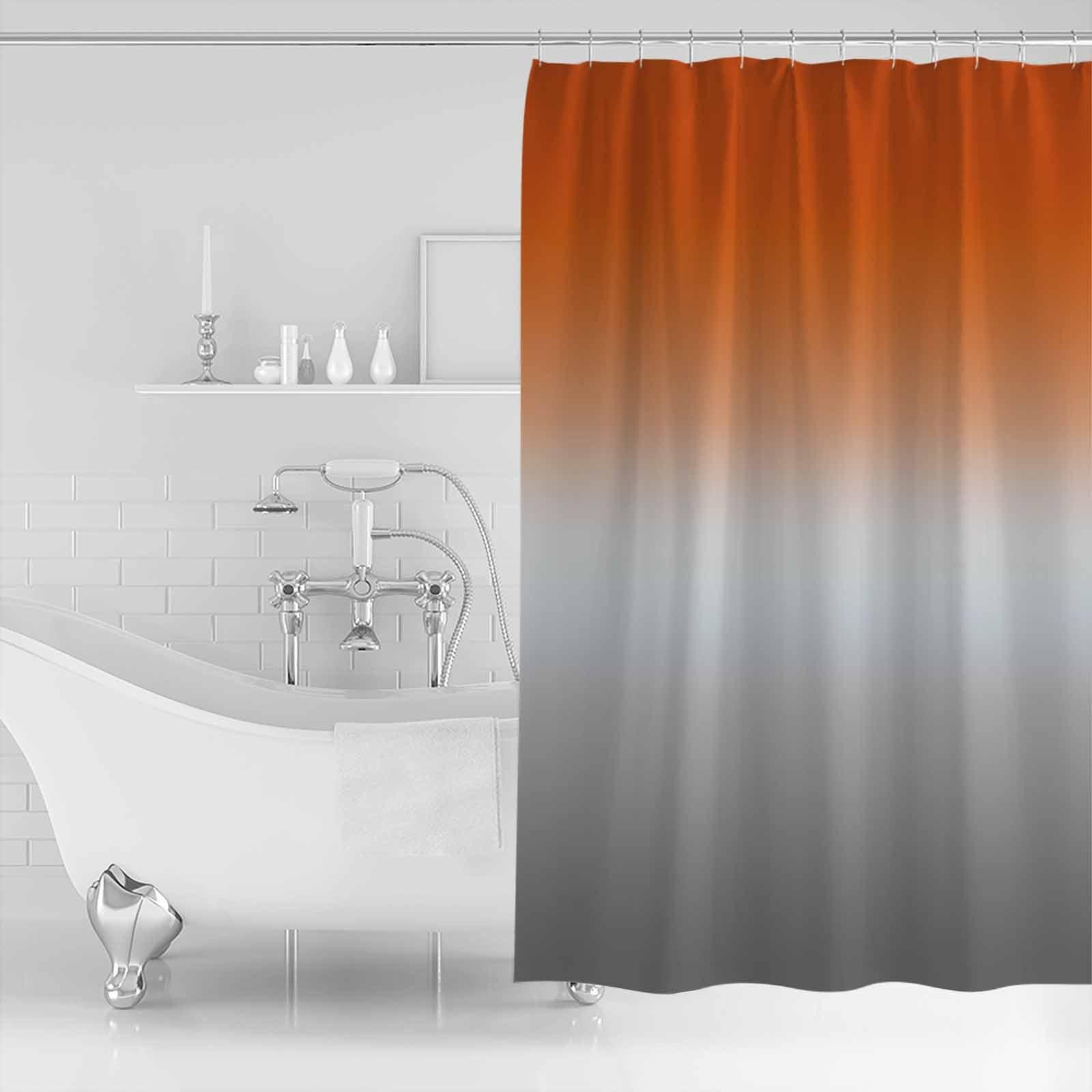 Wotrend Abstract Shower Curtain for Bathroom 72\" x 84\" Gradient Orange and Gray Shower Curtain with Hooks Polyester Waterproof Home Bathtub Decor