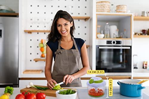 Brieftons Brieftons QuickPull Manual Food Chopper: Large 4-Cup Powerful Hand Pull Chopper/Mincer/Mixer Blender to Chop Onion, Garlic, Vegetables, Fruits, Herbs for Salsa, Salad, Pesto, Puree, Indian Cooking