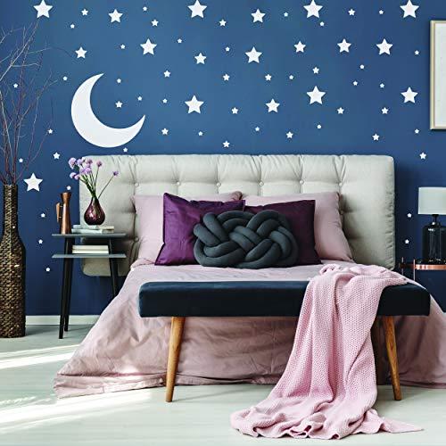 Decords White Stars Stickers - Space Themed Bedroom Constellation Wallpaper Decor Decal - Star Moon Nursery Room Decals for Wall - 220 Stickers
