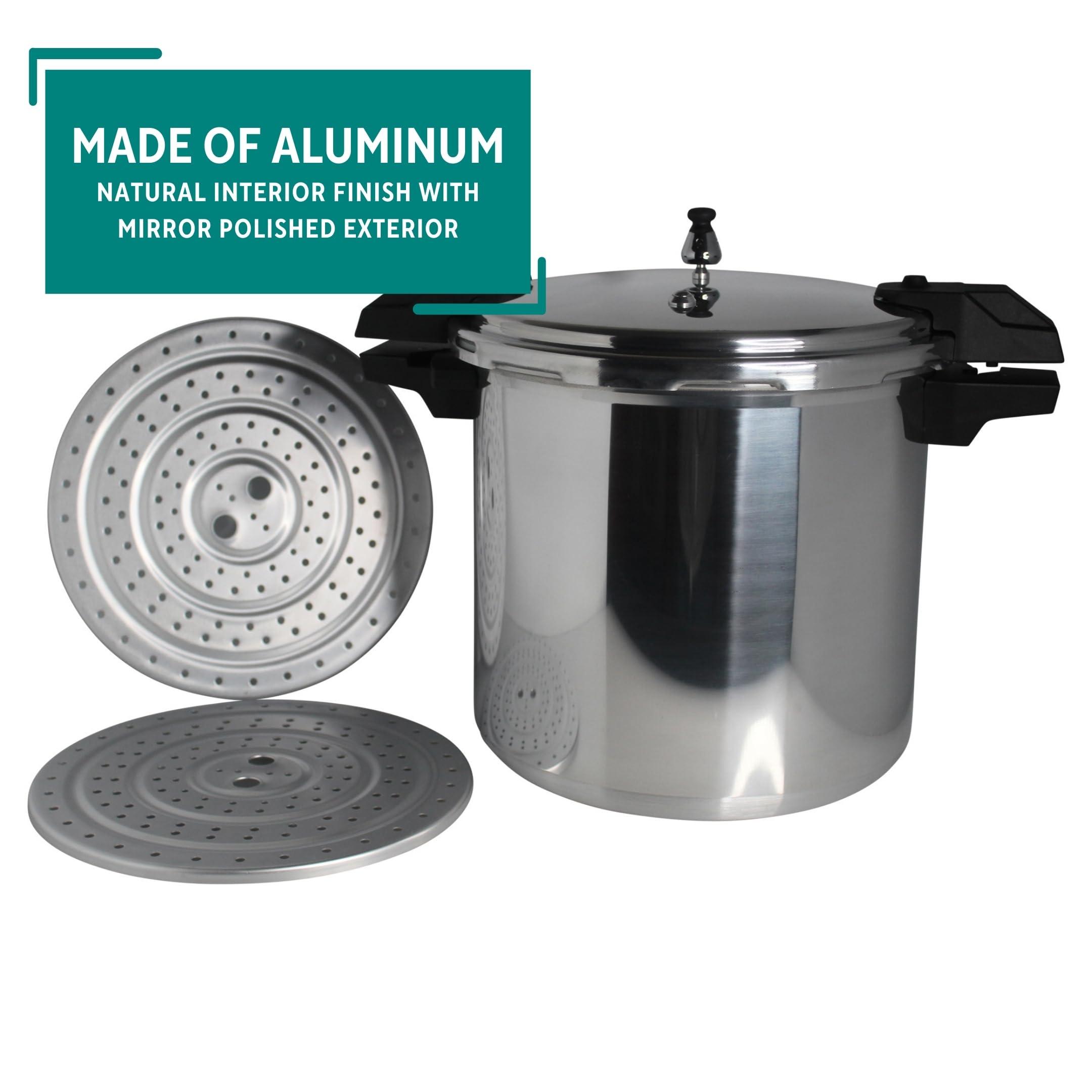 Mirro Mirro - 7114000221 Mirro 92122A Polished Aluminum 5 / 10 / 15-PSI Pressure Cooker / Canner Cookware, 22-Quart, Silver