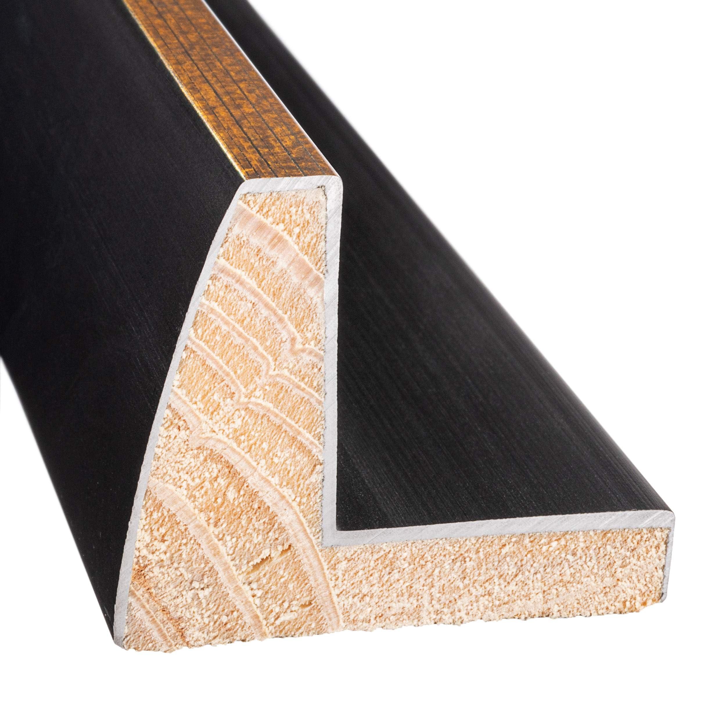 CustomPictureFrames.com 16x24 Canvas Frame Gold Solid Wood Floater Frame Width 2 Inches | Interior Frame Depth 1 3/8 Inches | Aurelio Contemporary Canvas Frame Complete with Canvas Clips & Hanging Hardware