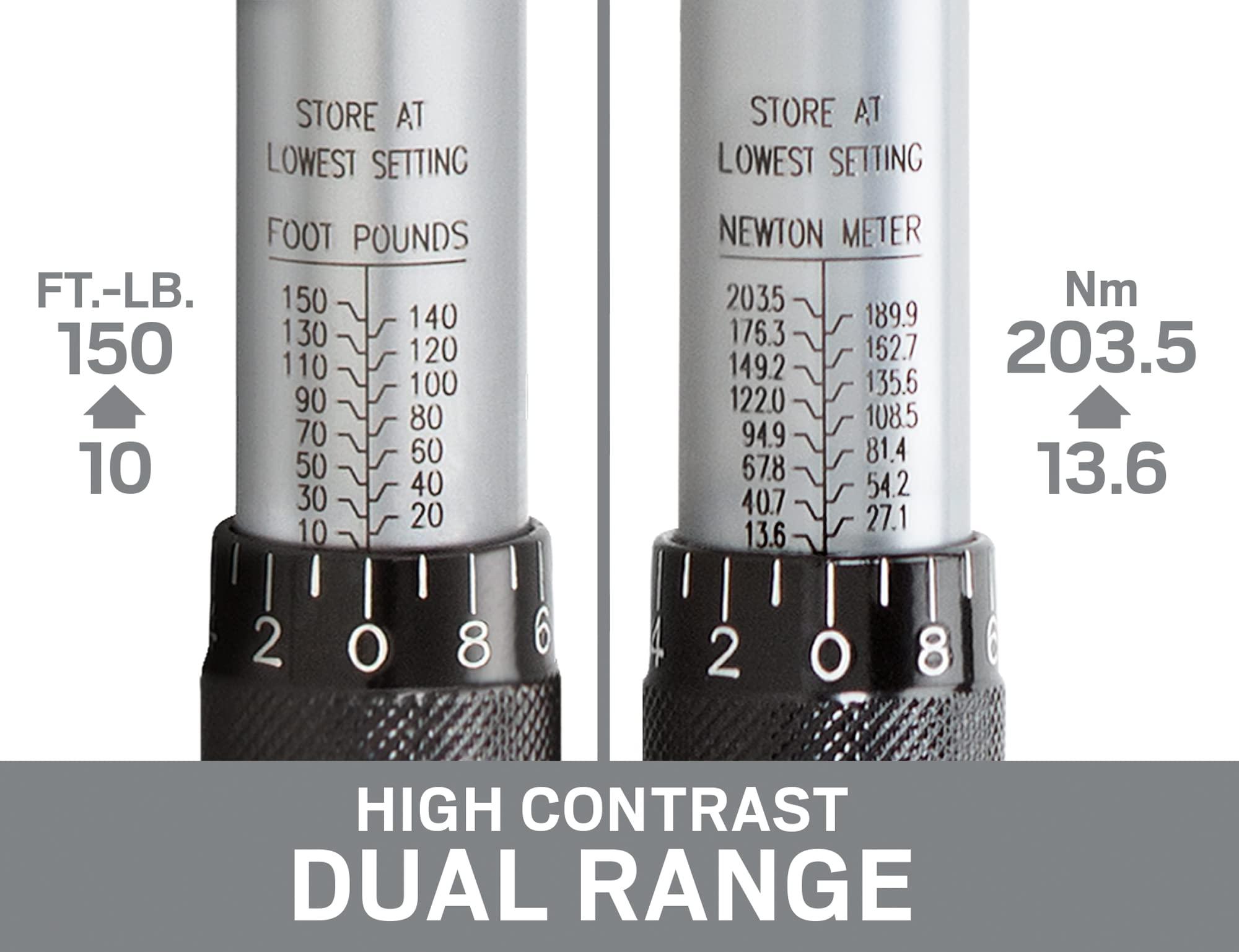 TEKTON TEKTON 1/2 Inch Drive Micrometer Torque Wrench (10-150 ft.-lb.) 24335
