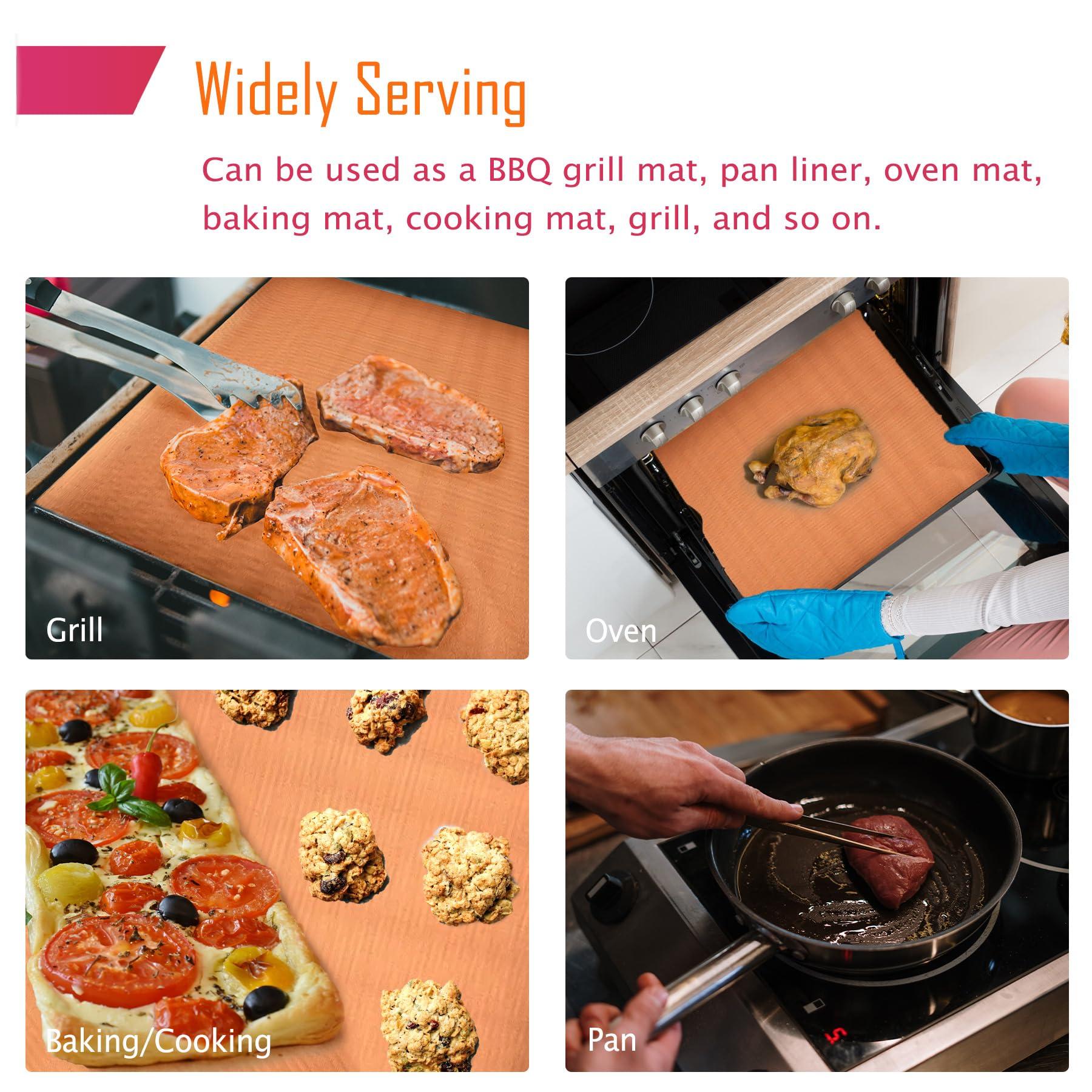 Forever Young & Co. Forever Young & Co. 2 Pack Non-stick Copper Large Oven Floor Protector Liner, Grilling Mats Reusable Baking Mats Heavy Duty Grill Mat of Electric Gas, Toaster, Microwave Ovens Grills, Easy to Clean