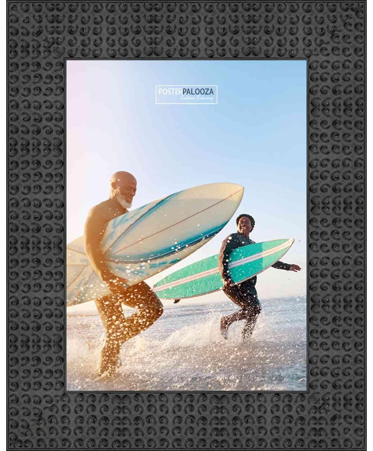 Poster Palooza Poster Palooza 39x27 Ornate Black Complete Wood Picture Frame with UV Acrylic Plexiglass, Foam Board Backing & Hardware Included