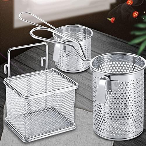 HEAIQI Fryer Basket Strainer Basket 304 Stainless Steel Hot Fry Basket Filter Food Colander Leaking Oil Can Be Screened Surface Fried Food Filter French Fries Basket