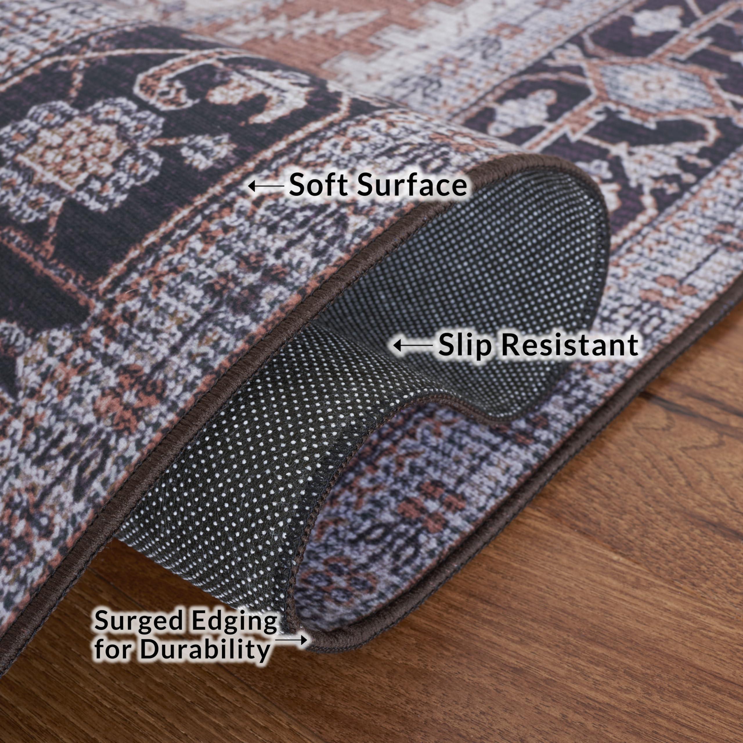 Safavieh SAFAVIEH Tucson Collection Area Rug - 6' x 9', Rust & Navy, Persian Medallion Design, Non-Shedding Machine Washable & Slip Resistant Ideal for High Traffic Areas in Living Room, Bedroom (TSN128P)