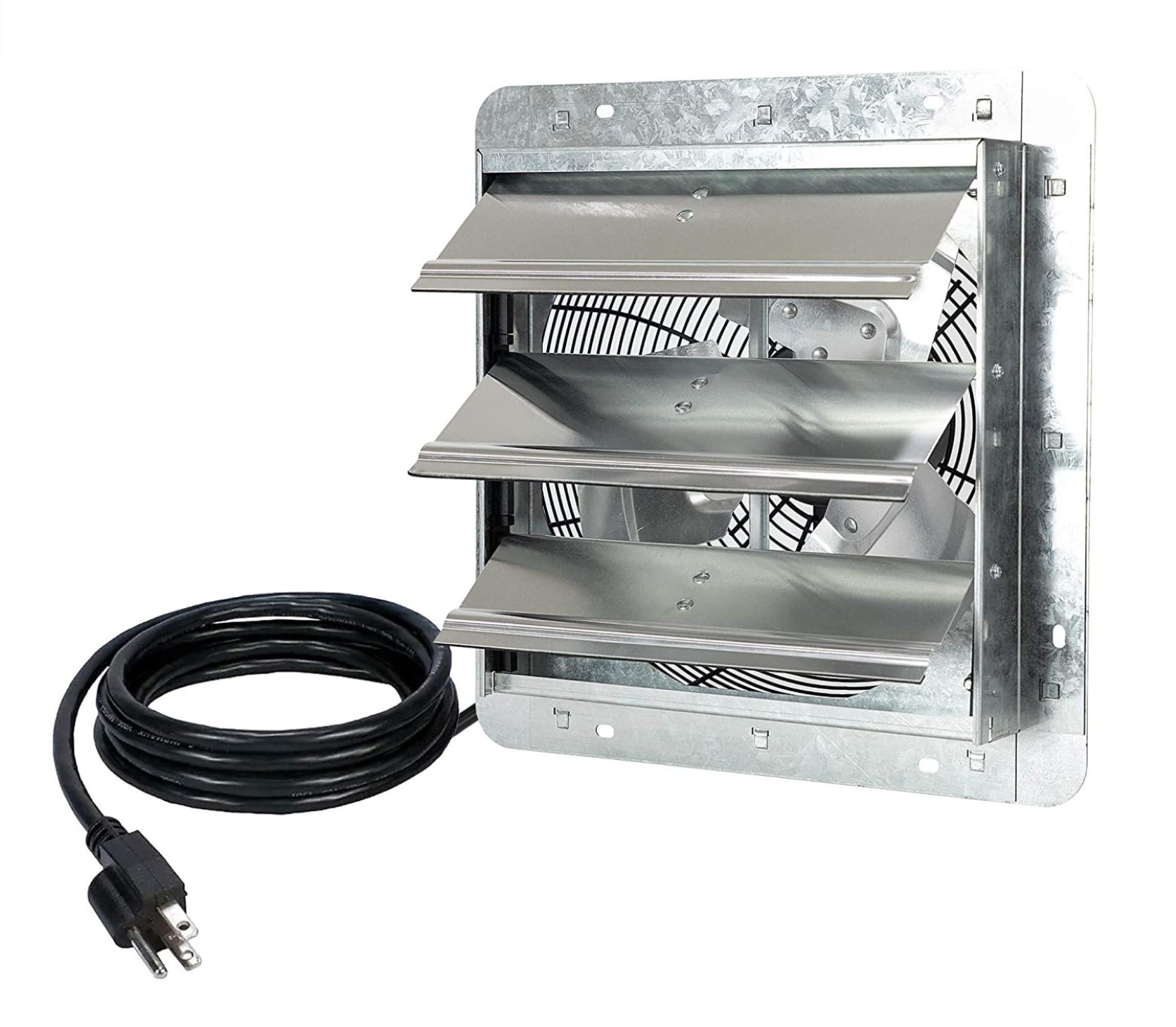 iLIVING iLiving 12-Inch Wall Mounted Exhaust Fan with Variable Speed, 960 CFM, 1400 SQF Coverage Area, Silver