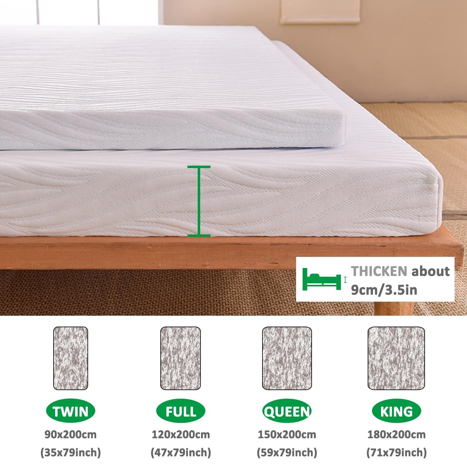 HomeLoft Basics Cooling Bed Mattress Topper,2.4/3.5In Thick Cooling Gel Memory Foam Mattress Pad,Queen Memory Foam Mattress Topper,Medium Firm Mattress Topper with Removable Soft Cover,Style 9cm,90x190cm