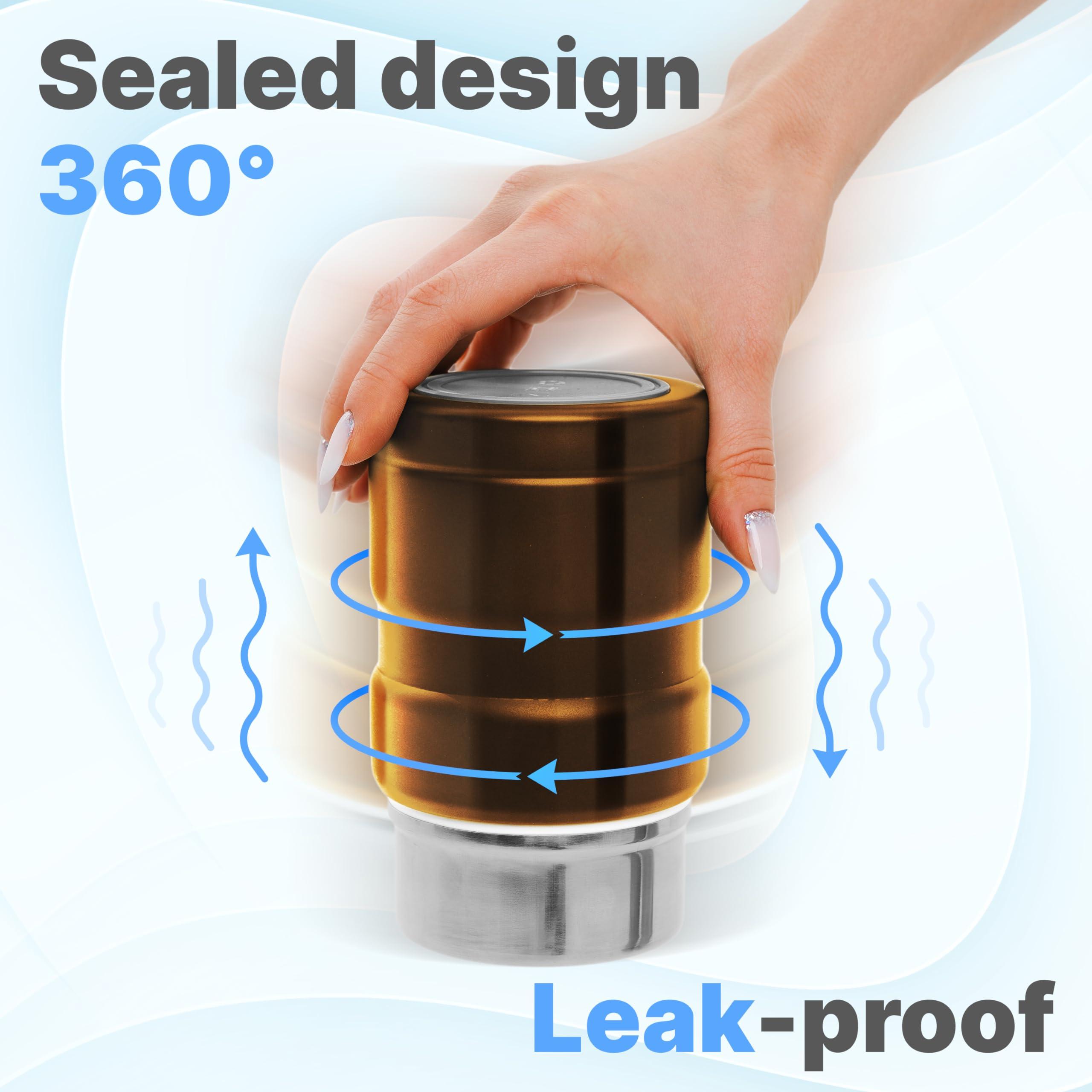 Earth&ME Earth&ME Stainless Steel Thermo For Hot Food 17OZ with Folding Spoon, Vacuum Insulated Food Container, Soup Thermo with Wide Mouth, Insulated Food Jar for Hot & Cold Food, Gold