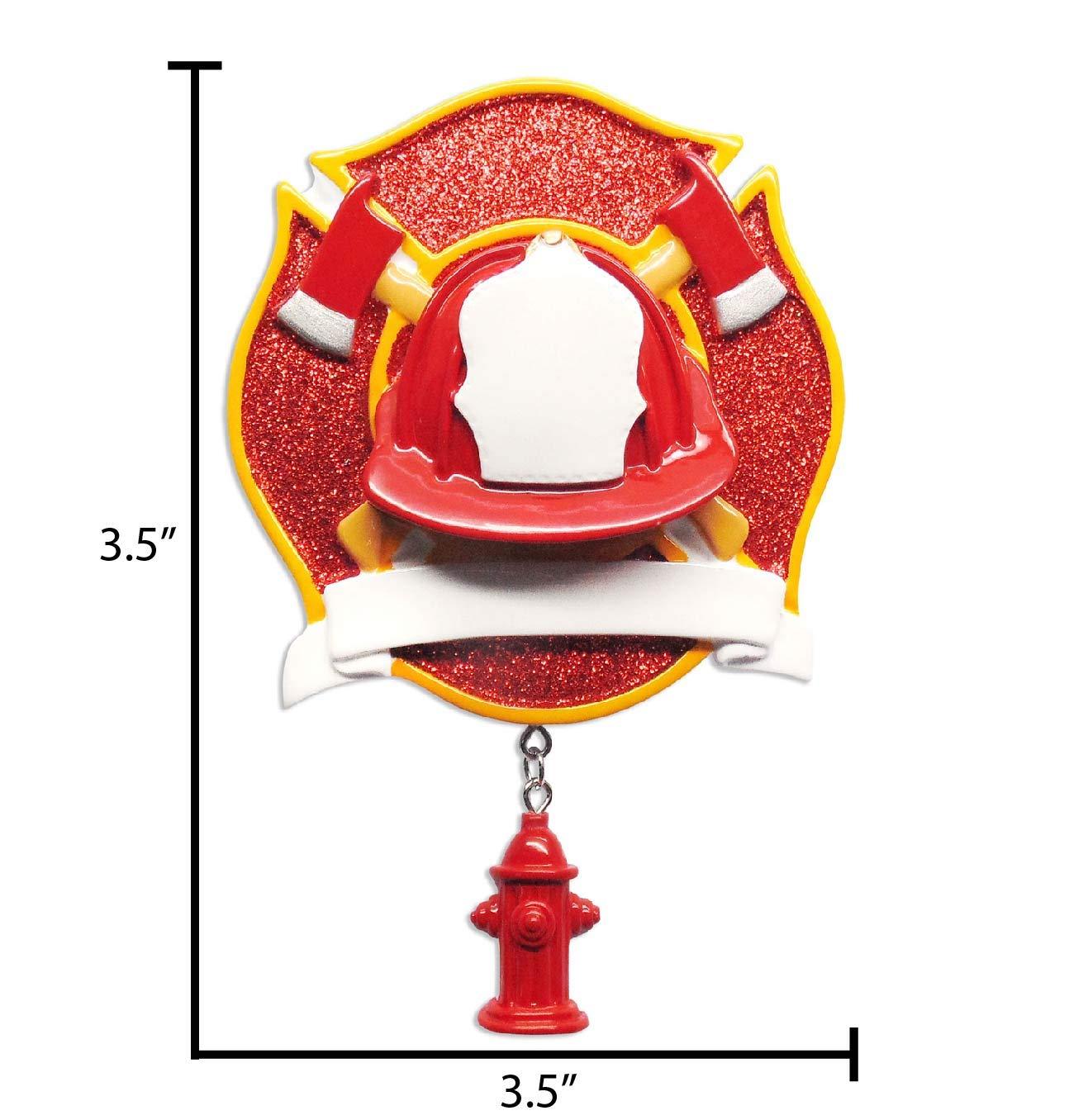 Ornaments by Elves Personalized Firefighter Ornaments for Christmas Tree 2024 - Fire Fighter Badge Firetruck Ornaments for Christmas Tree Firetruck Birthday Decorations Firefighter Christmas Ornaments by Elves