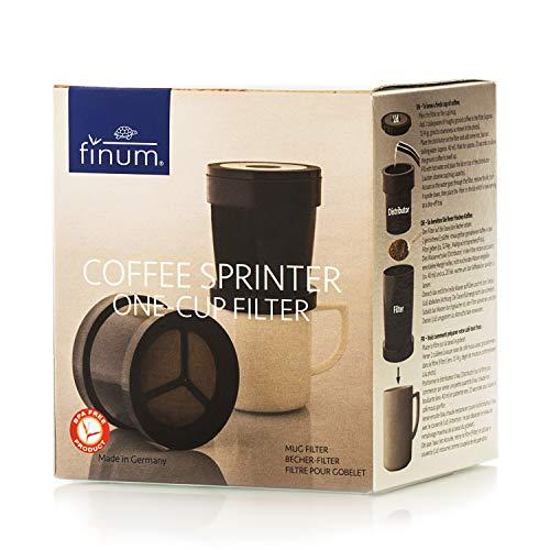 finum Finum Coffee Sprinter Pour Over Brewing Filter with Micro-Fine Stainless Steel Mesh, For a Single Cup, Black