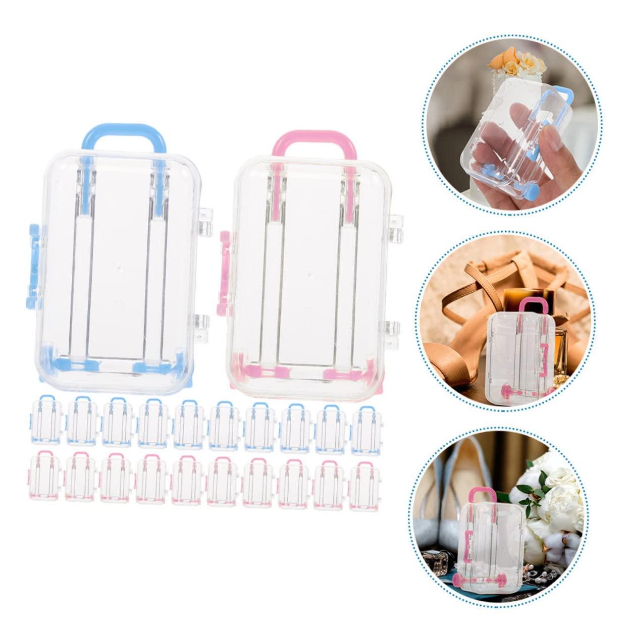 Outanaya Outanaya 24pcs Box Trolley Case Wedding Candies Box Suitcase Party Decorations Bridal Decorations Mini Candy Boxes Sucase Favor Boxes for Wedding Trolley Case for Wedding Clear Ornaments
