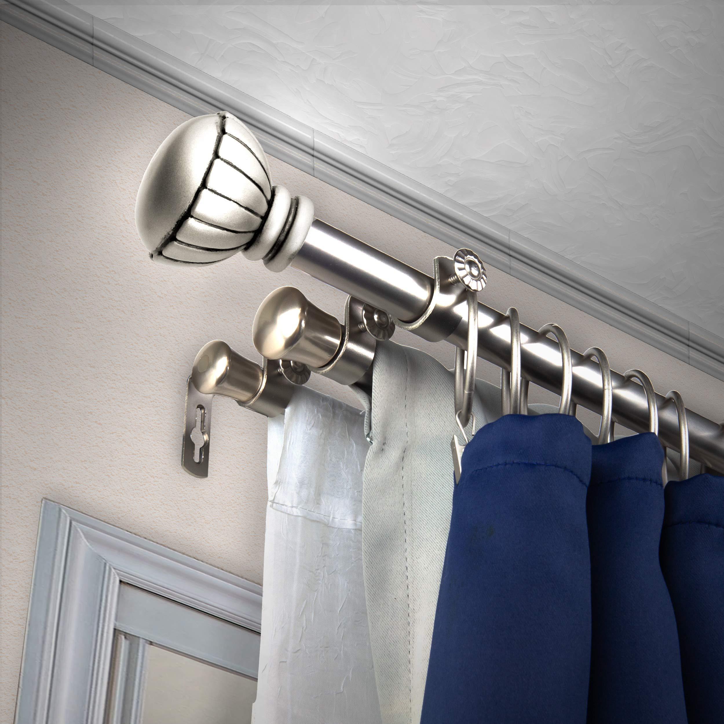 Rod Desyne Rod Desyne Felicity 13/16" Triple Curtain Rod, 48-84 inch, Satin Nickel