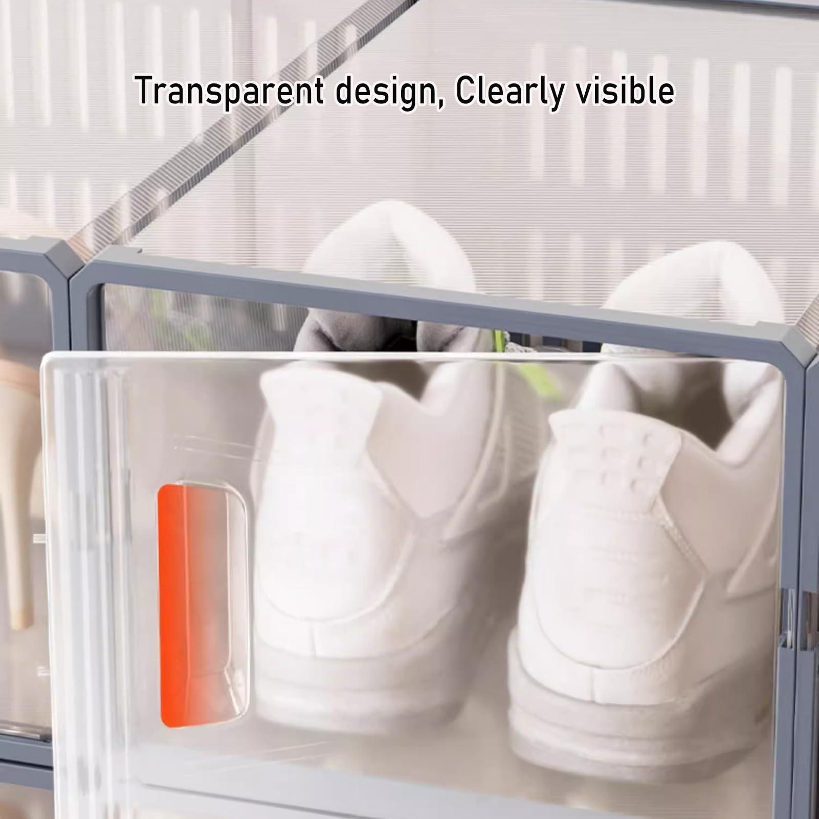 HomeLoft Basics Shoe Boxes Stackable Shoe Storage Box, Transparent Plastic Shoe Boxes, Shoe Organizer Containers With Lids For Women/men, Easy To Assemble (Color : 18pcs)