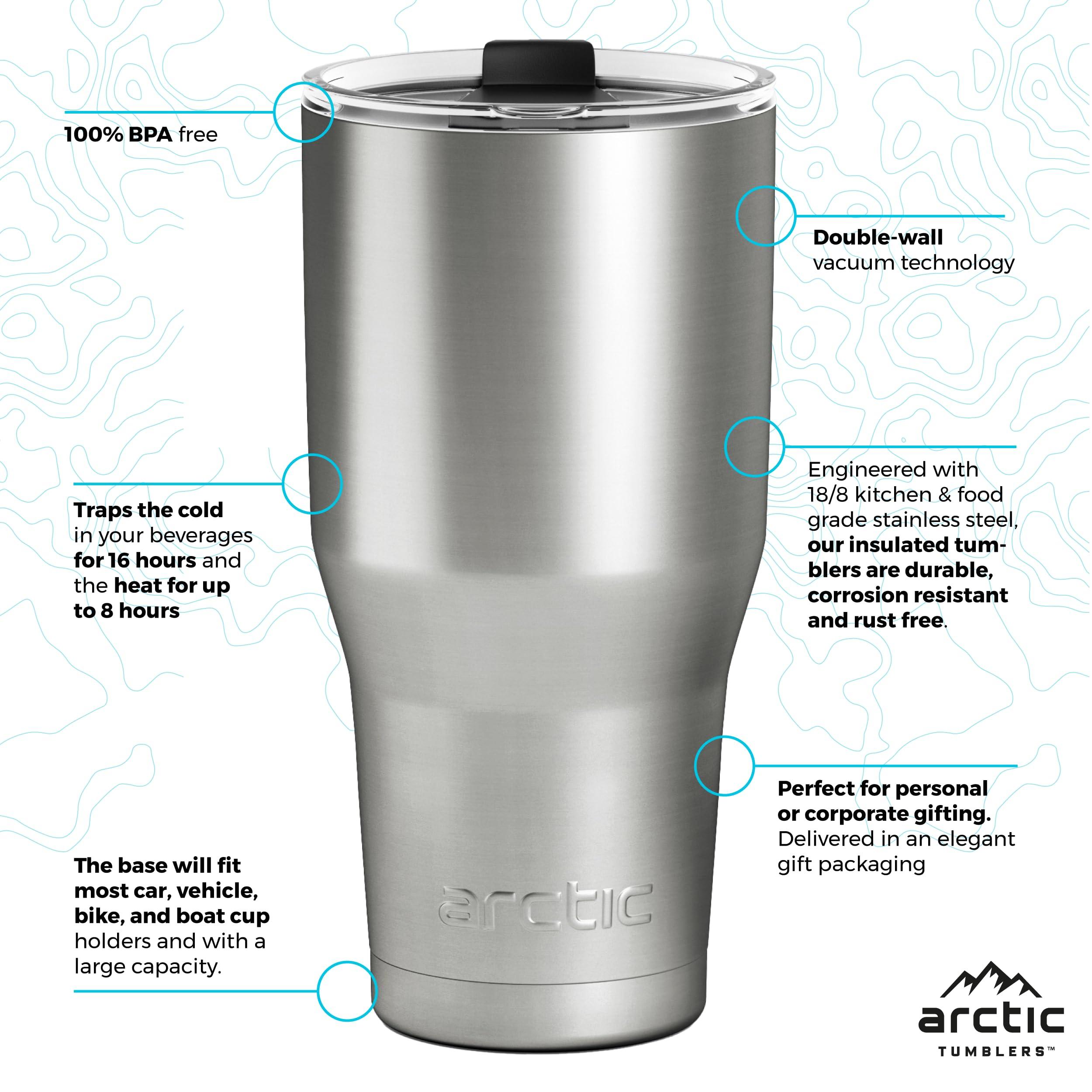 Arctic Tumblers Arctic Tumblers | 30 oz Green Insulated Tumbler with Straw & Cleaner - Retains Temperature up to 24hrs - Non-Spill Splash Proof Lid, Double Wall Vacuum Technology, BPA Free & Built to Last